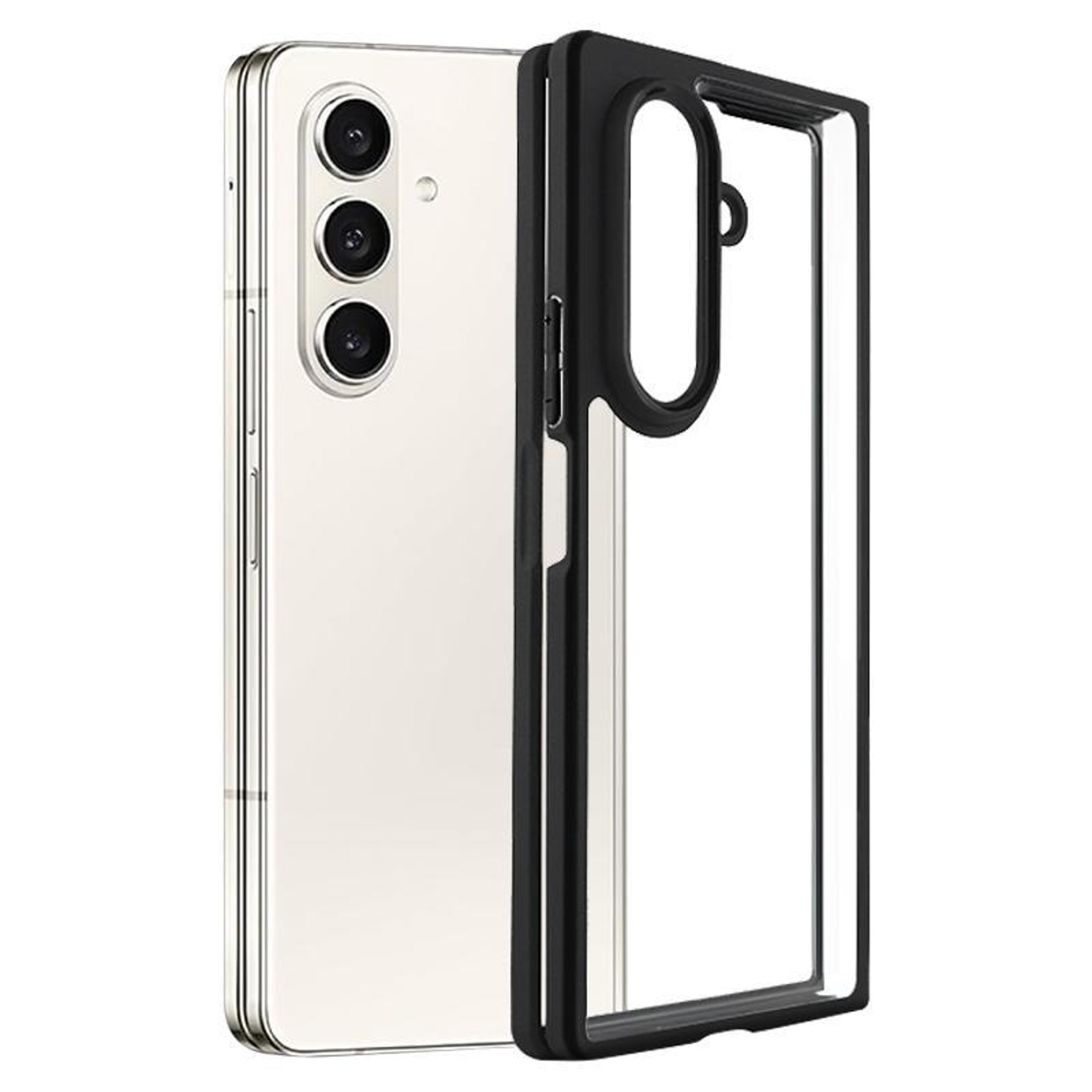 samsung galaxy z fold7 clear phone case with shockproof tpu frame and anti yellow pc back