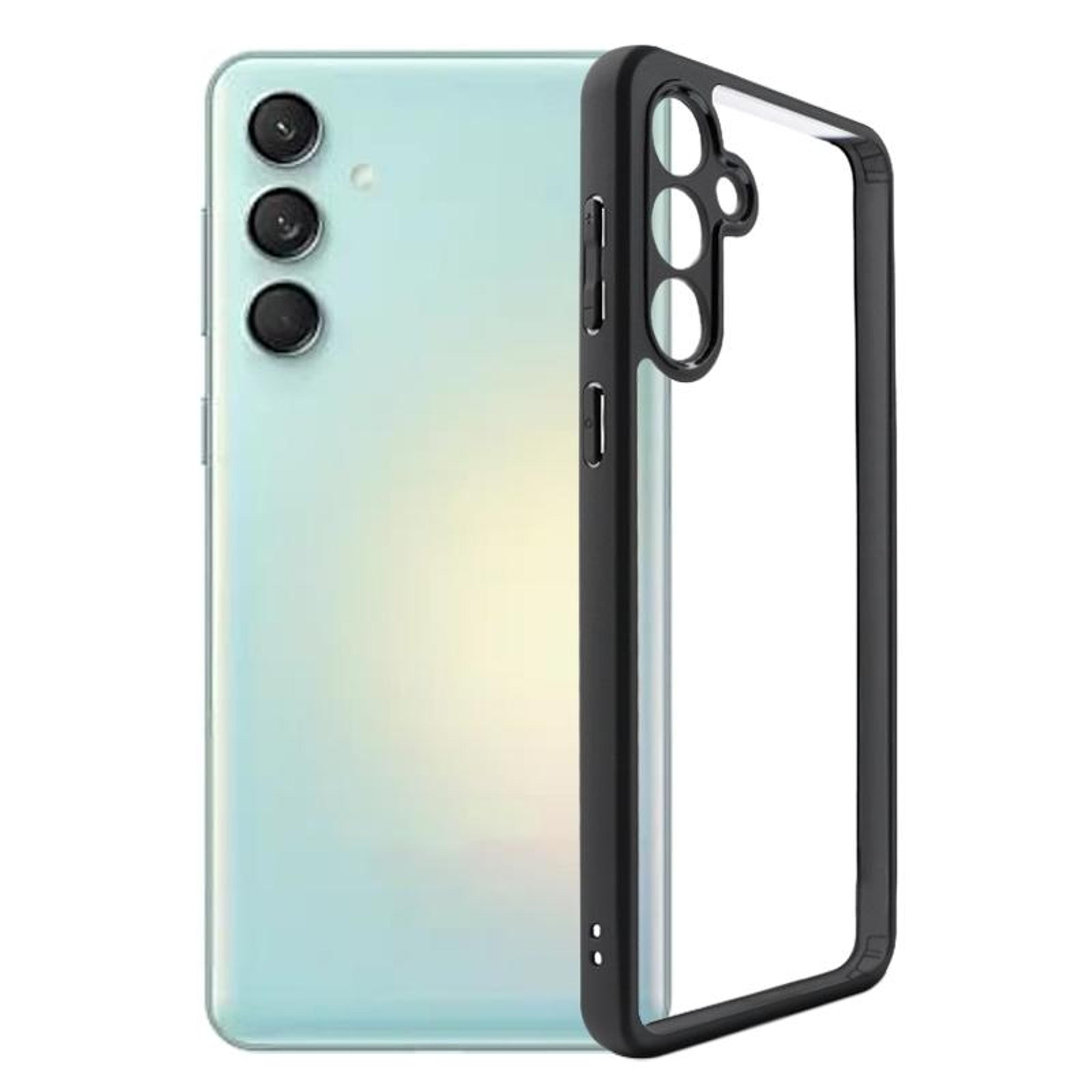 samsung galaxy m55 clear phone case with frosted tpu bumper and anti yellow transparent pc back
