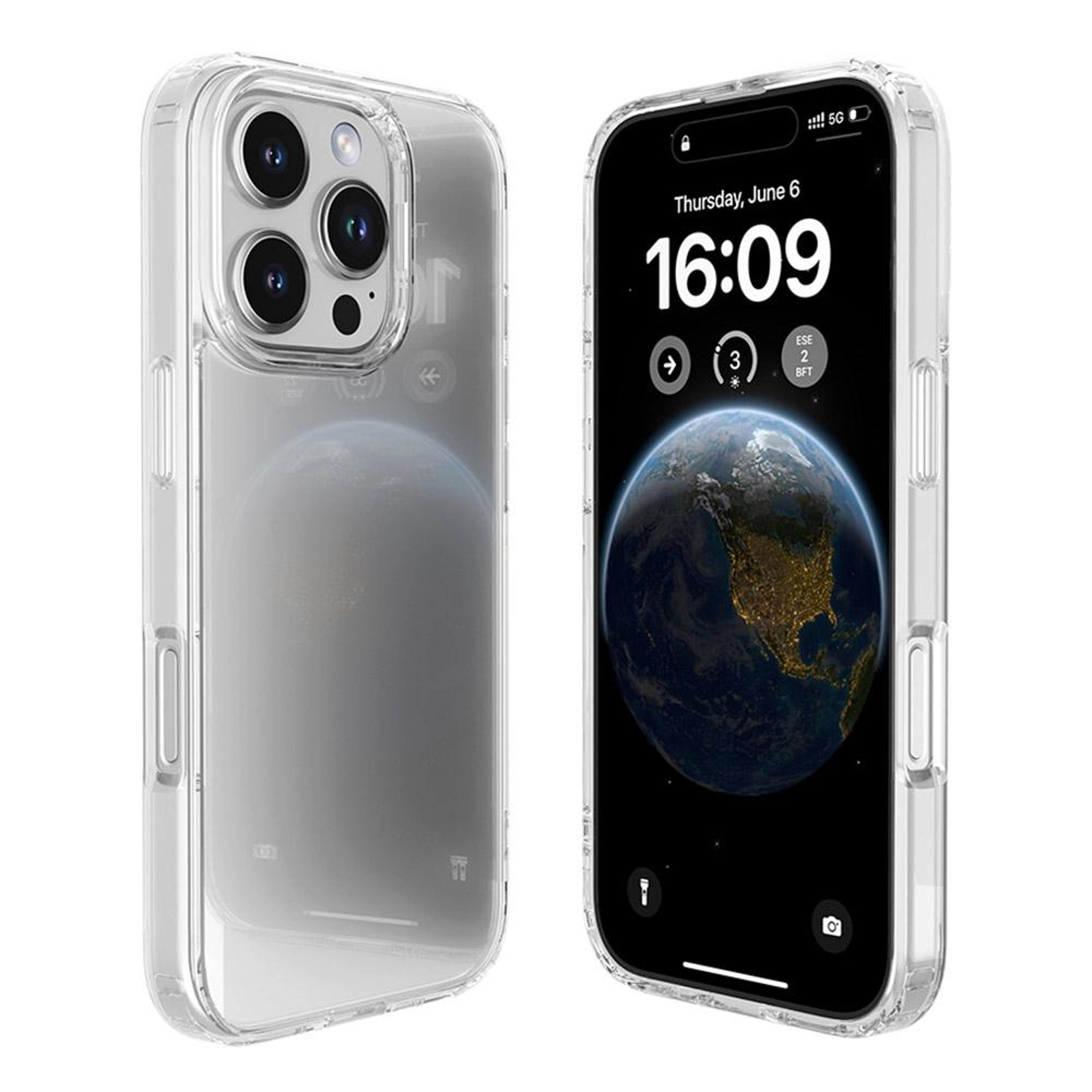 mutural ice series iphone 16 pro max case clear tpu protective transparent cover