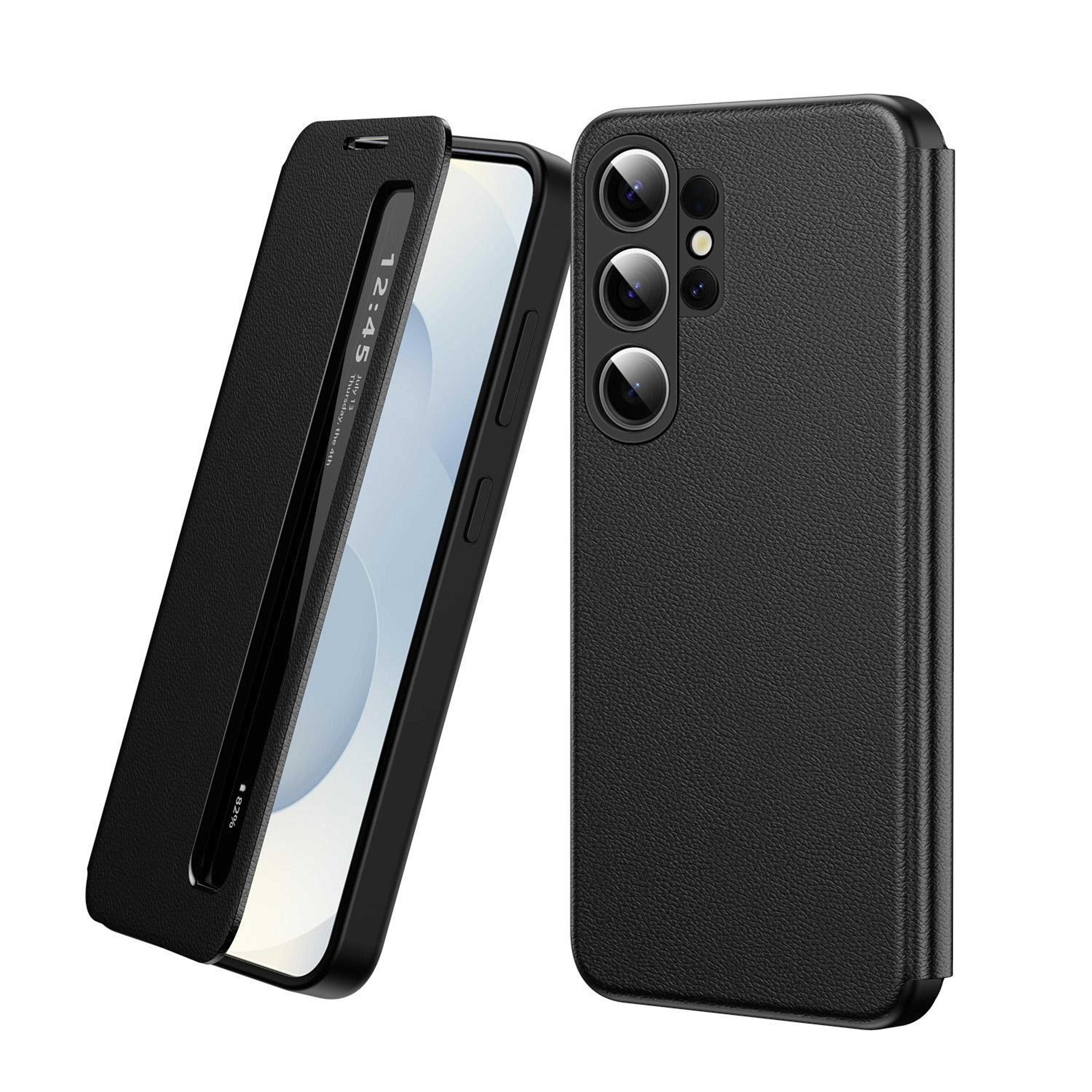 galaxy s26 ultra smart view window leather phone case protective flip cover
