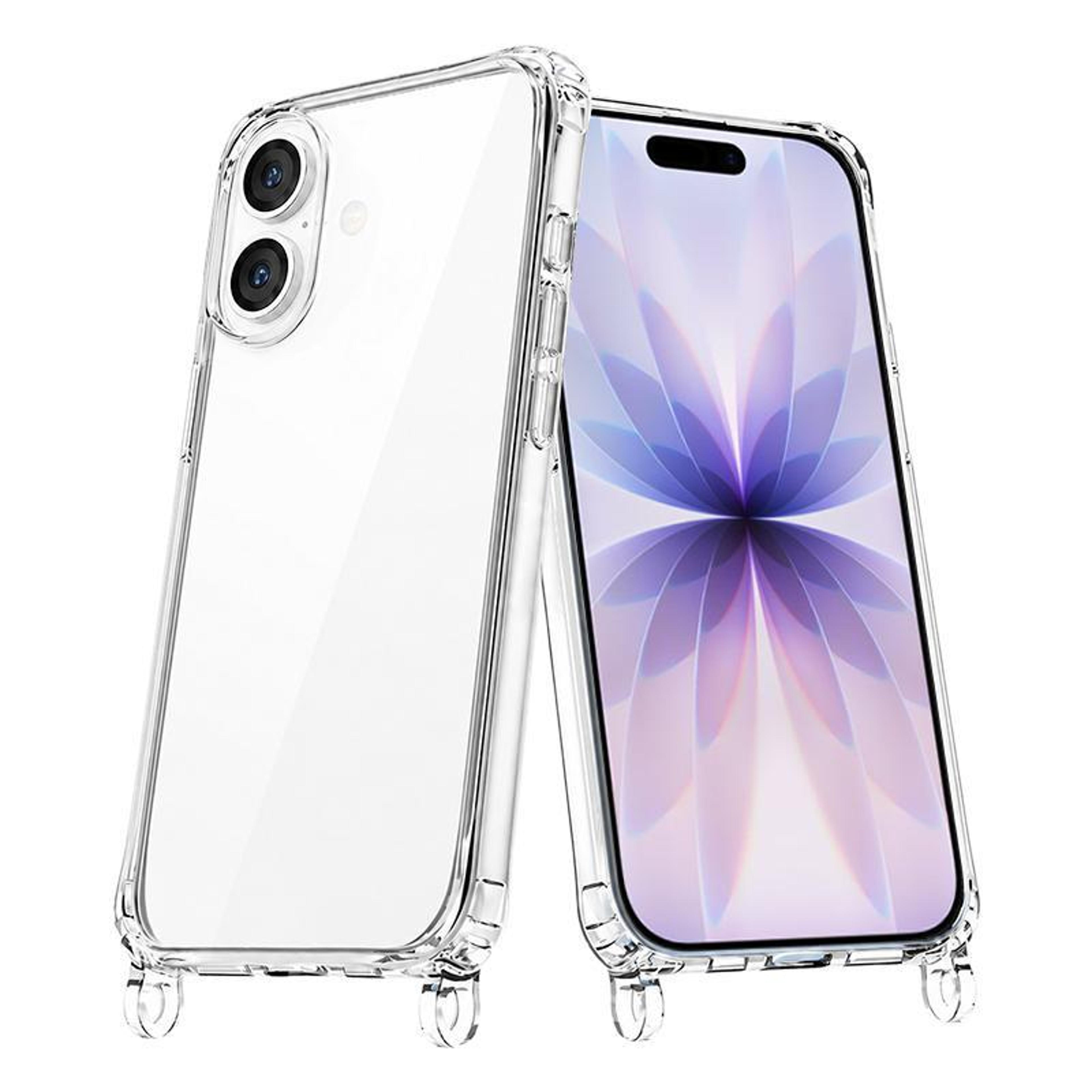 iphone 17 clear phone case with airbag corners acrylic back and lanyard holes