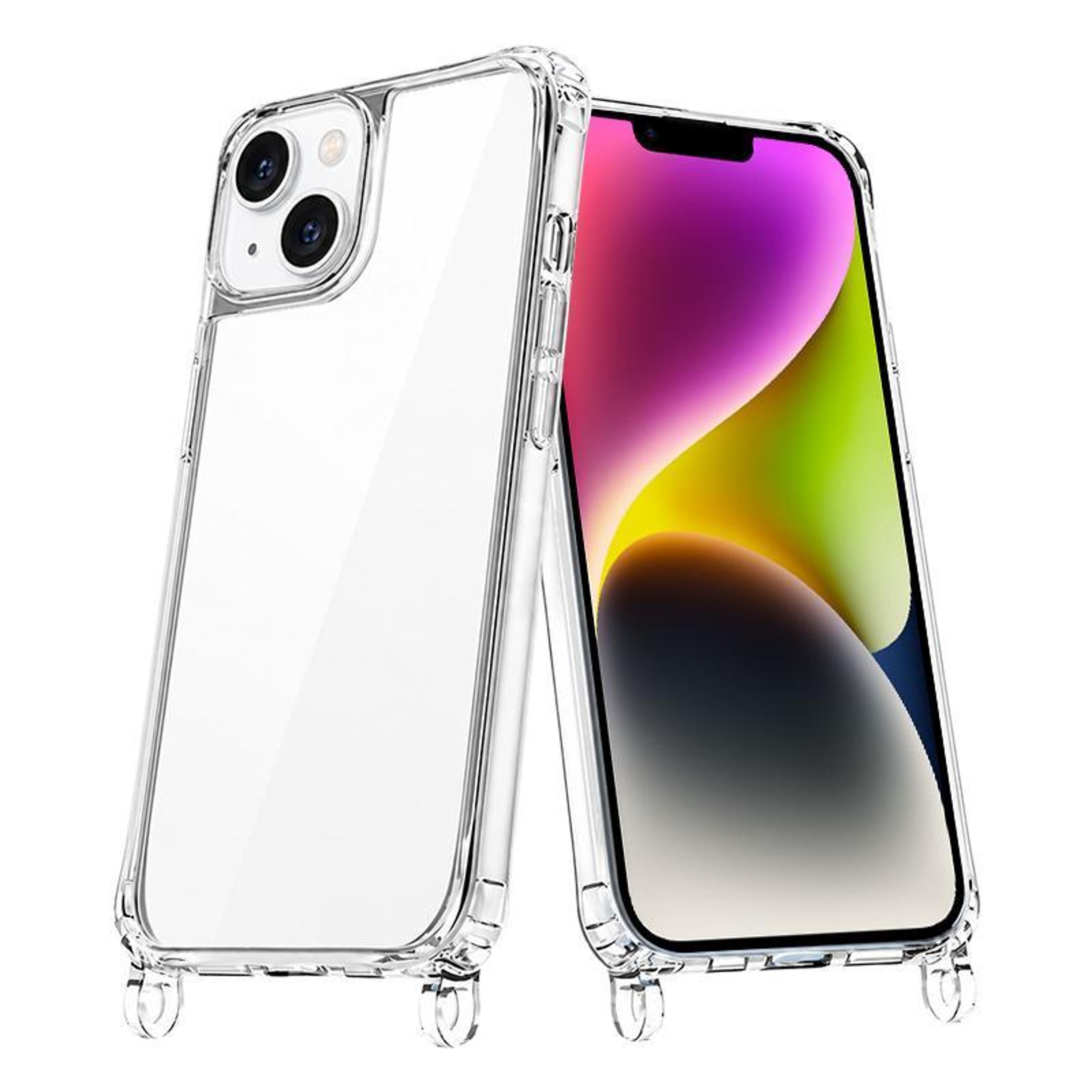 iphone 14 plus clear phone case shockproof acrylic protective cover with airbag corners and lanyard holes