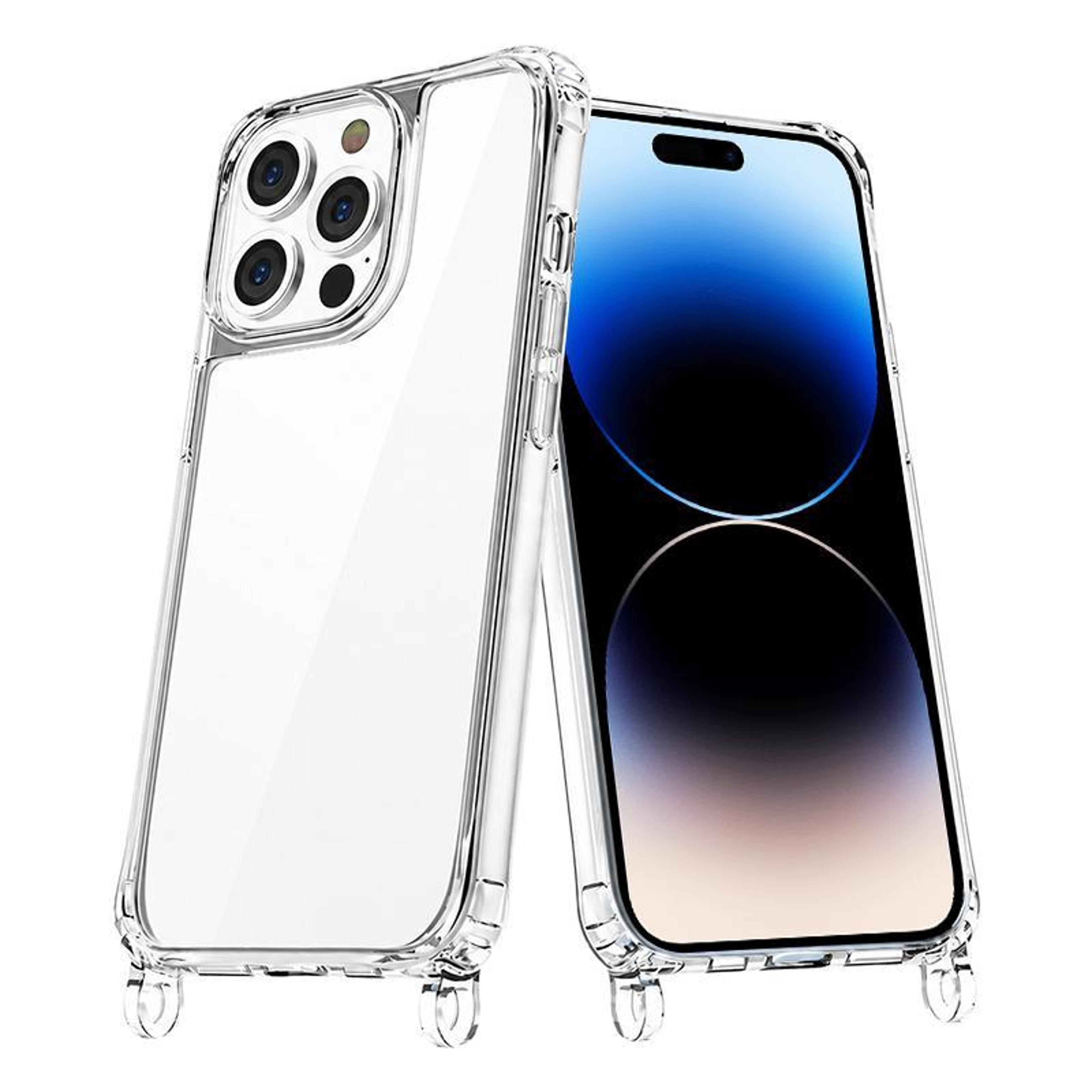 clear acrylic iphone 14 pro case shockproof airbag protective cover with lanyard holes