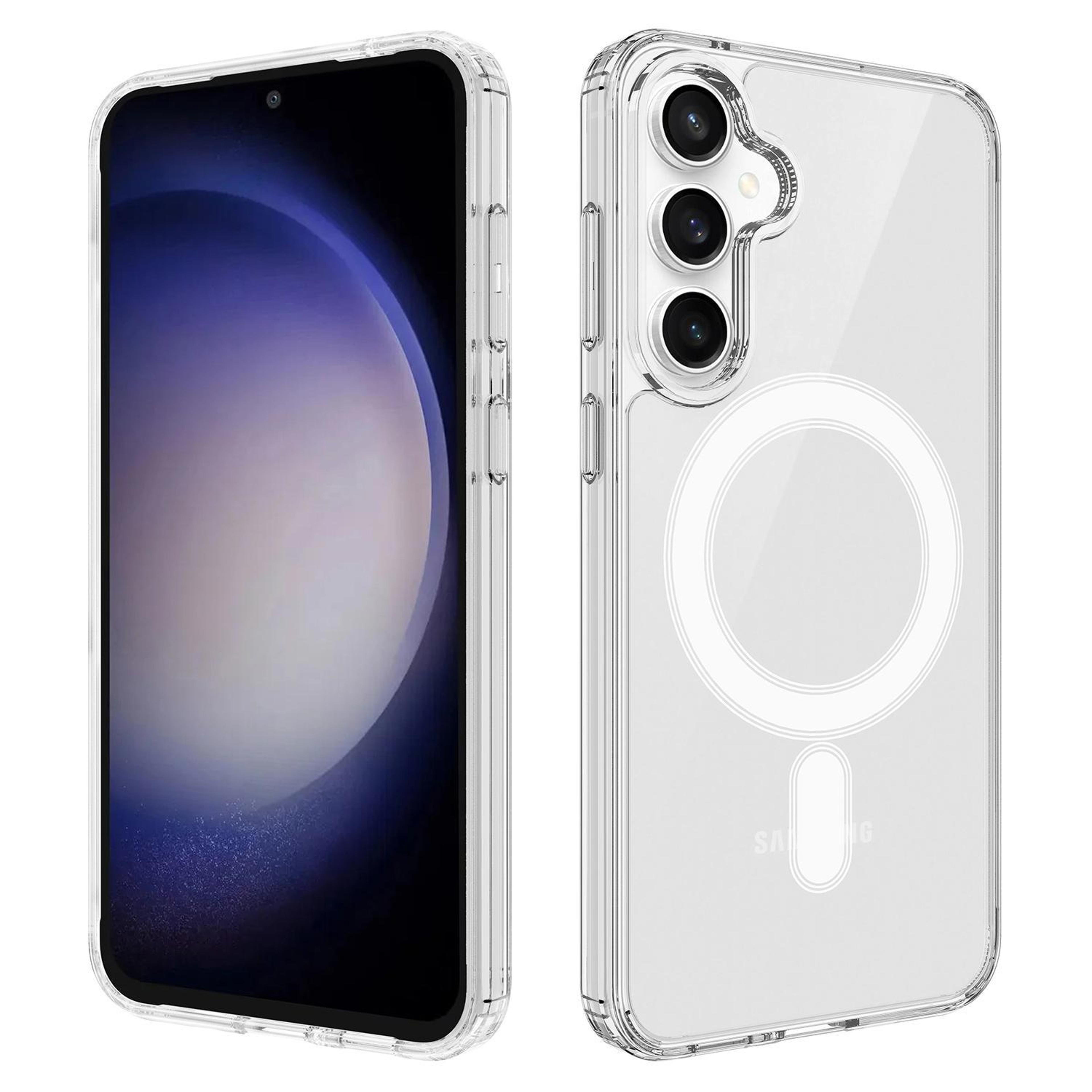 magsafe magnetic clear phone case for samsung galaxy s25 fe 5g with acrylic tpu shockproof cover