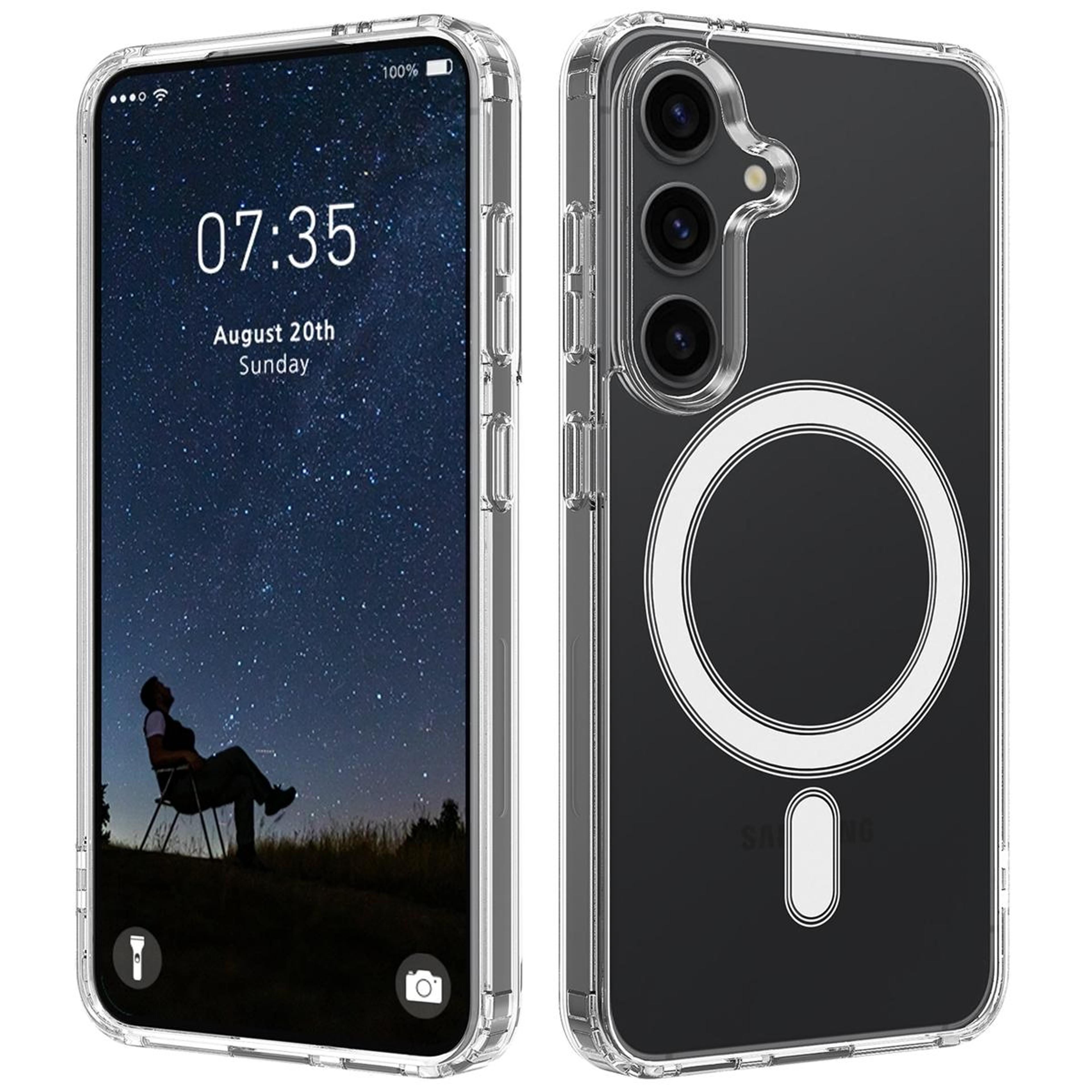 magsafe magnetic clear acrylic tpu phone case for samsung galaxy s24 5g shockproof protective cover