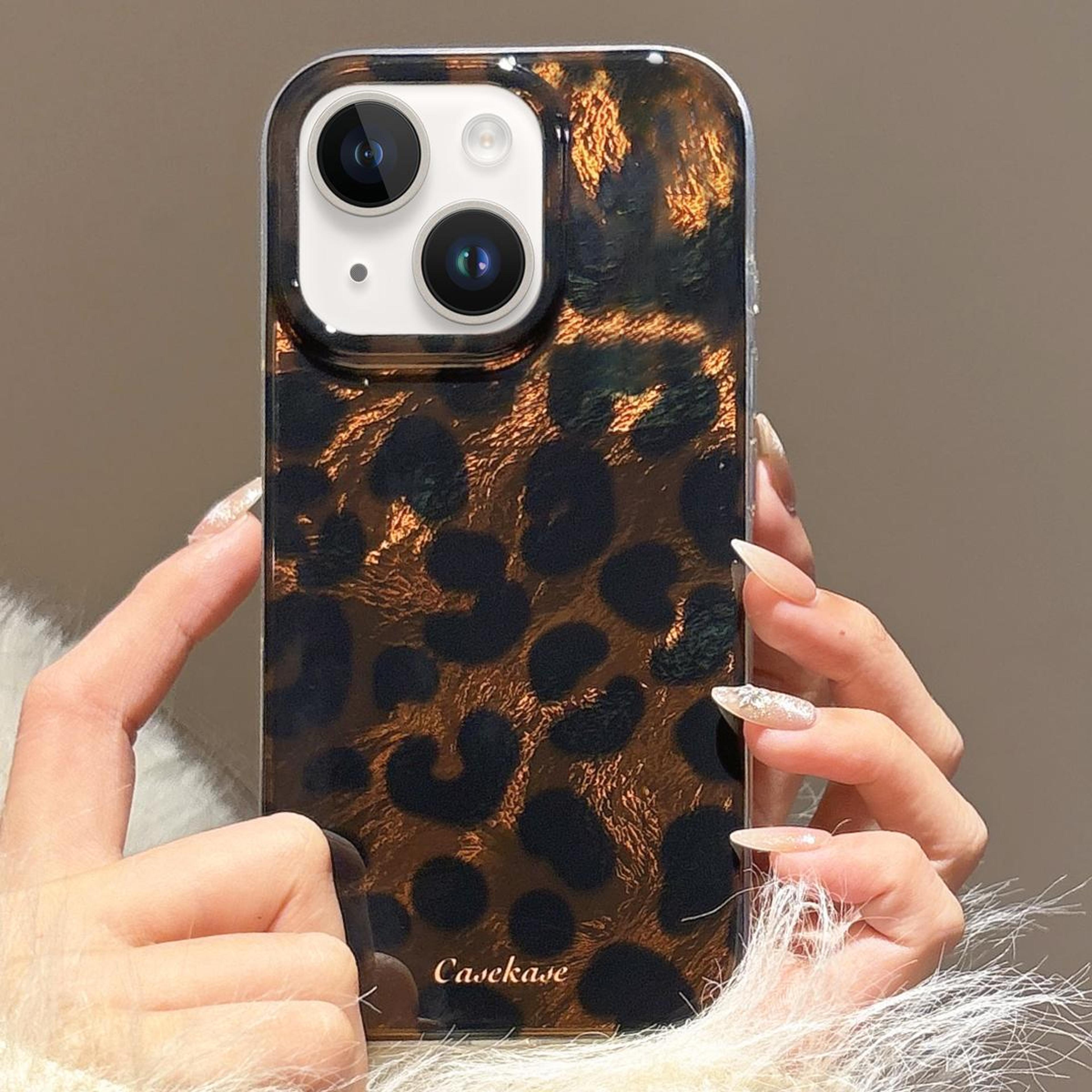 premium brown leopard print iphone 14 case shockproof tpu phone case protective cover