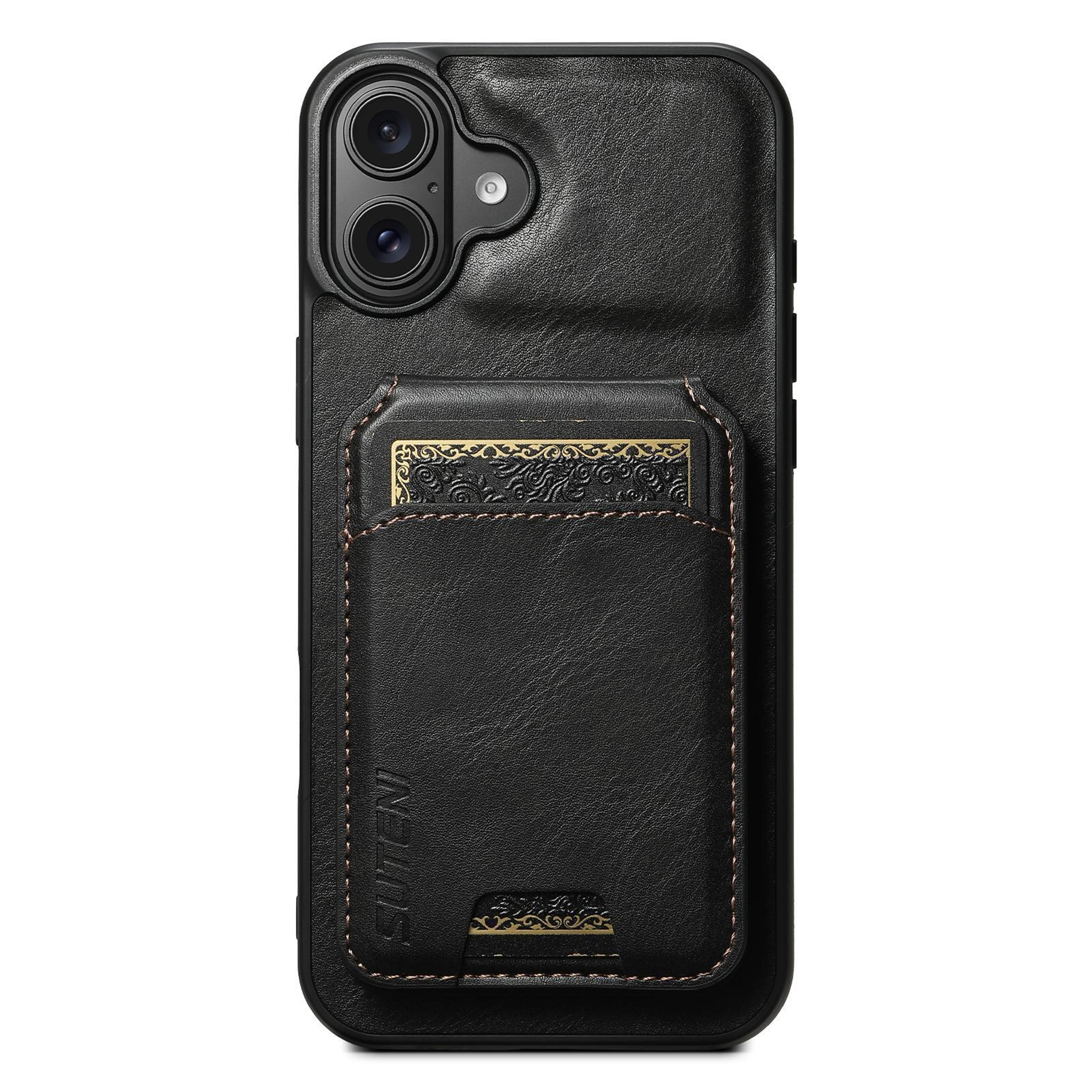 suteni h02 iphone 17 leather wallet case with stand and card holder