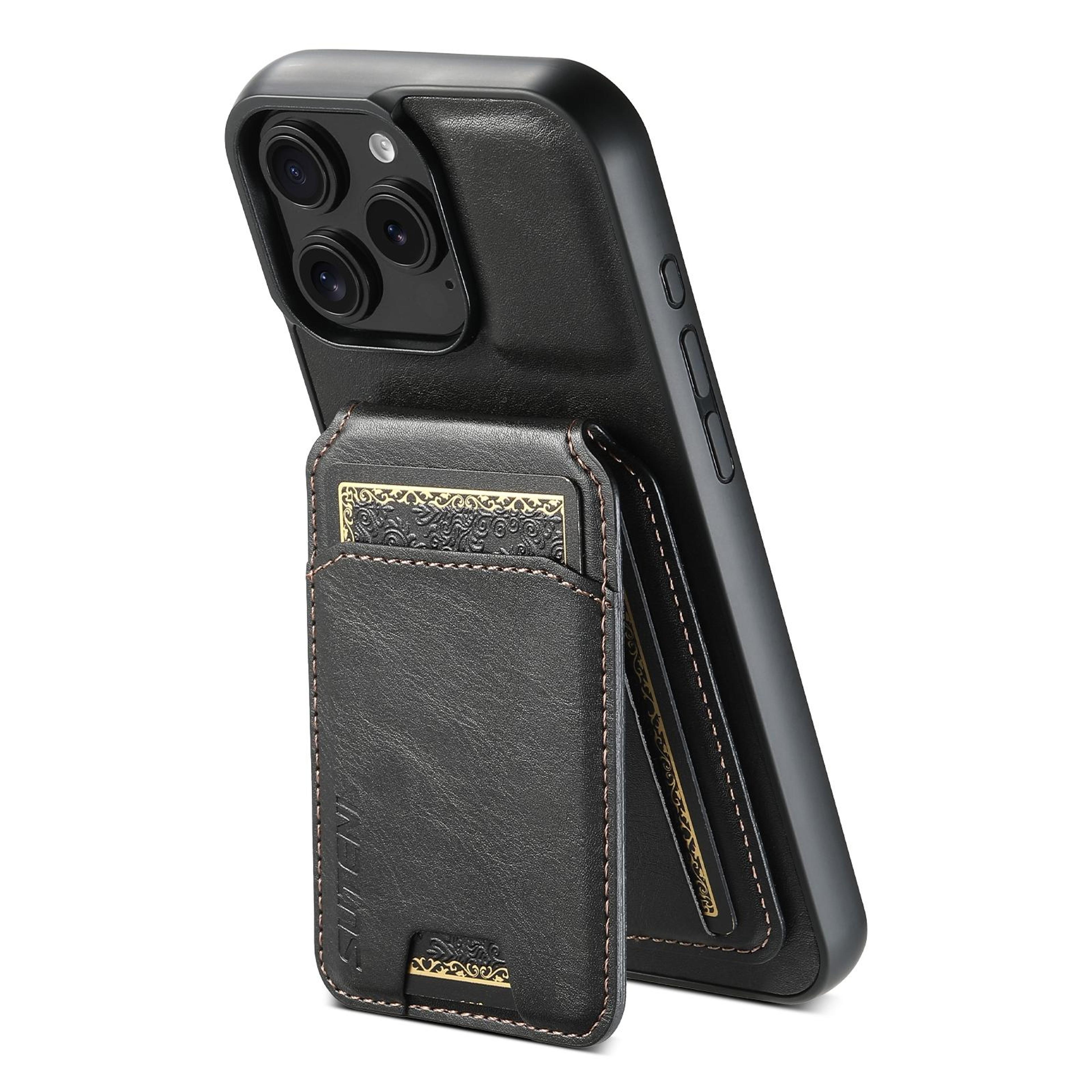 suteni h02 iphone 16 pro max wallet case with leather stand & card holder