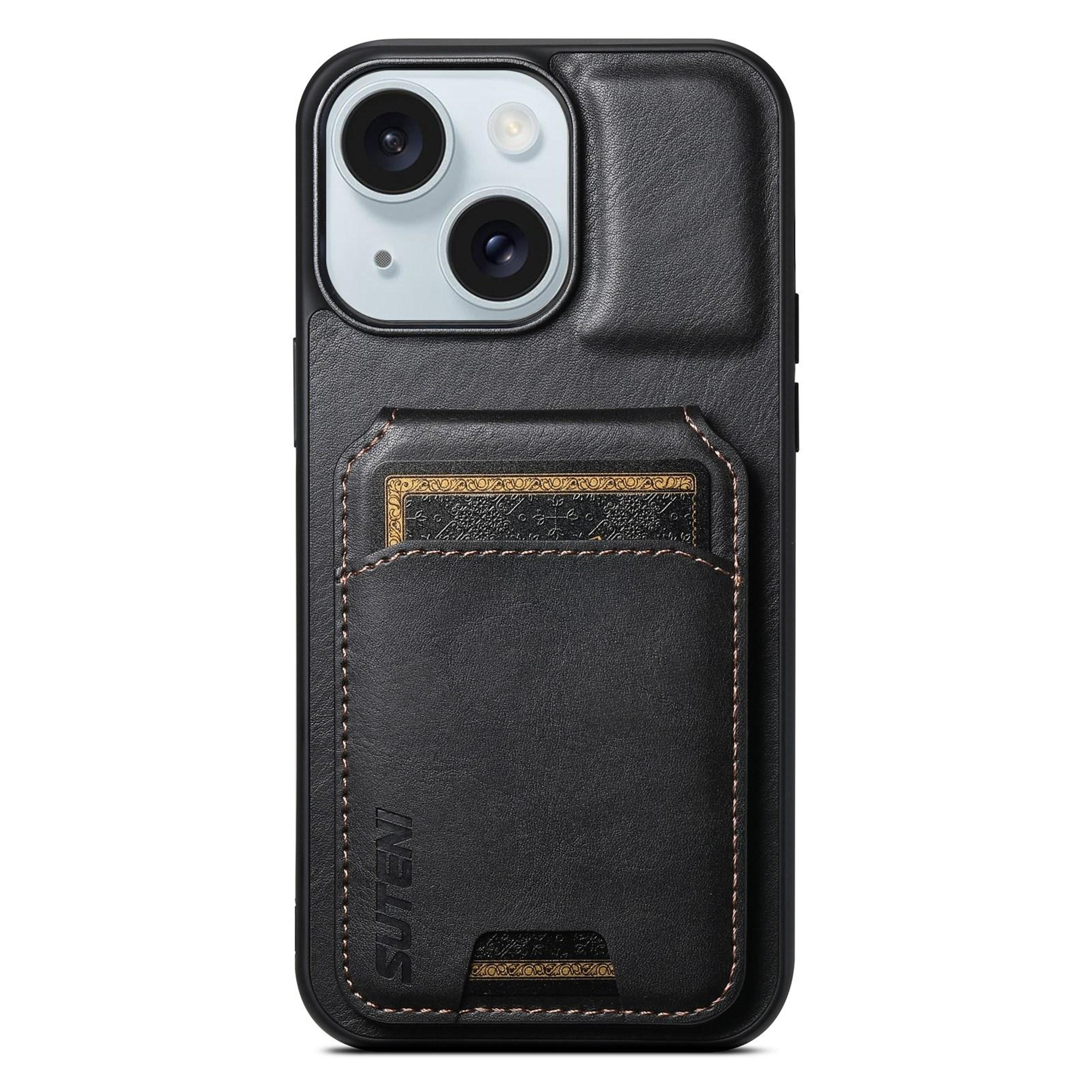 suteni h02 iphone 15 plus leather wallet case with stand and card holder