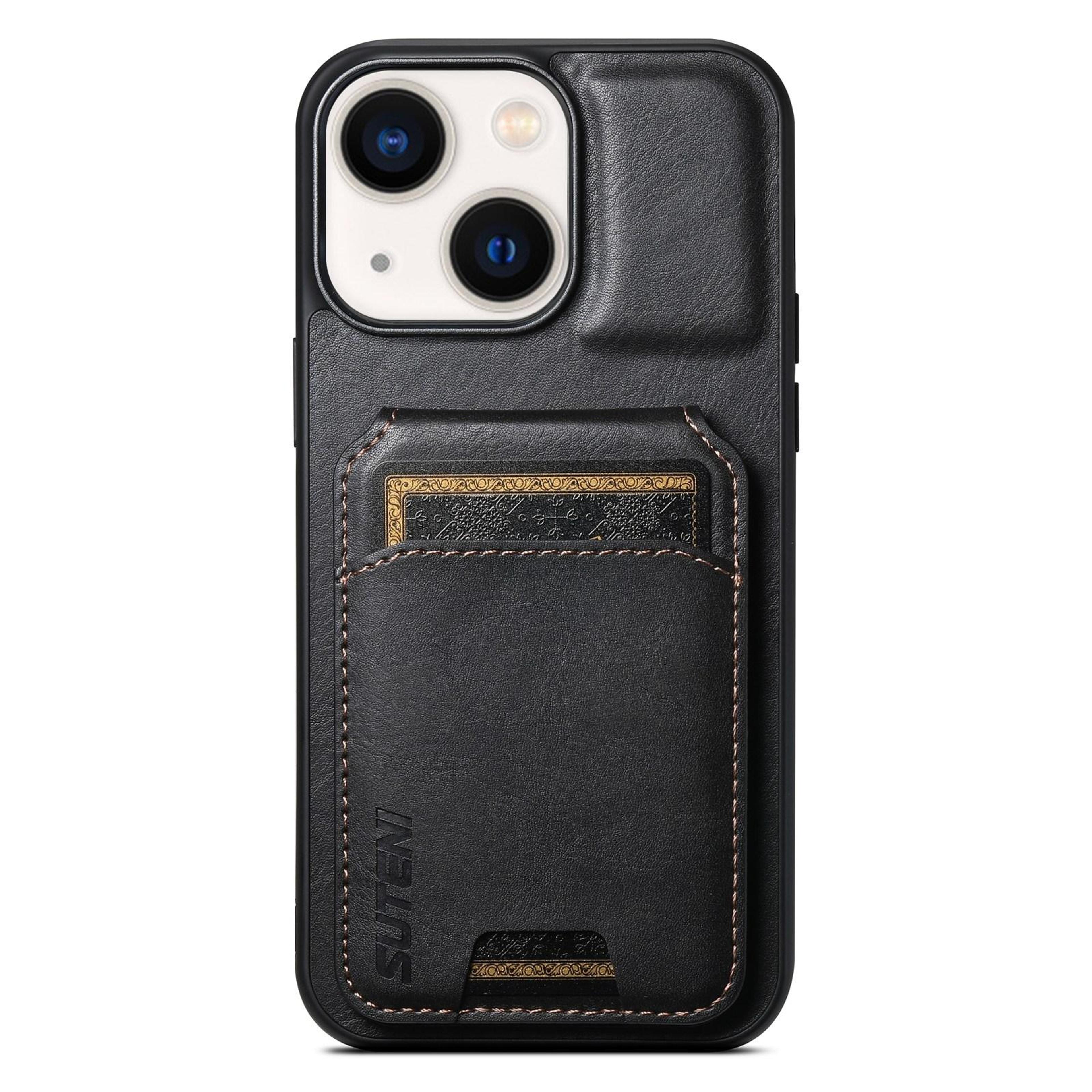 iphone 14 leather wallet case with stand, card holder & shockproof protective cover