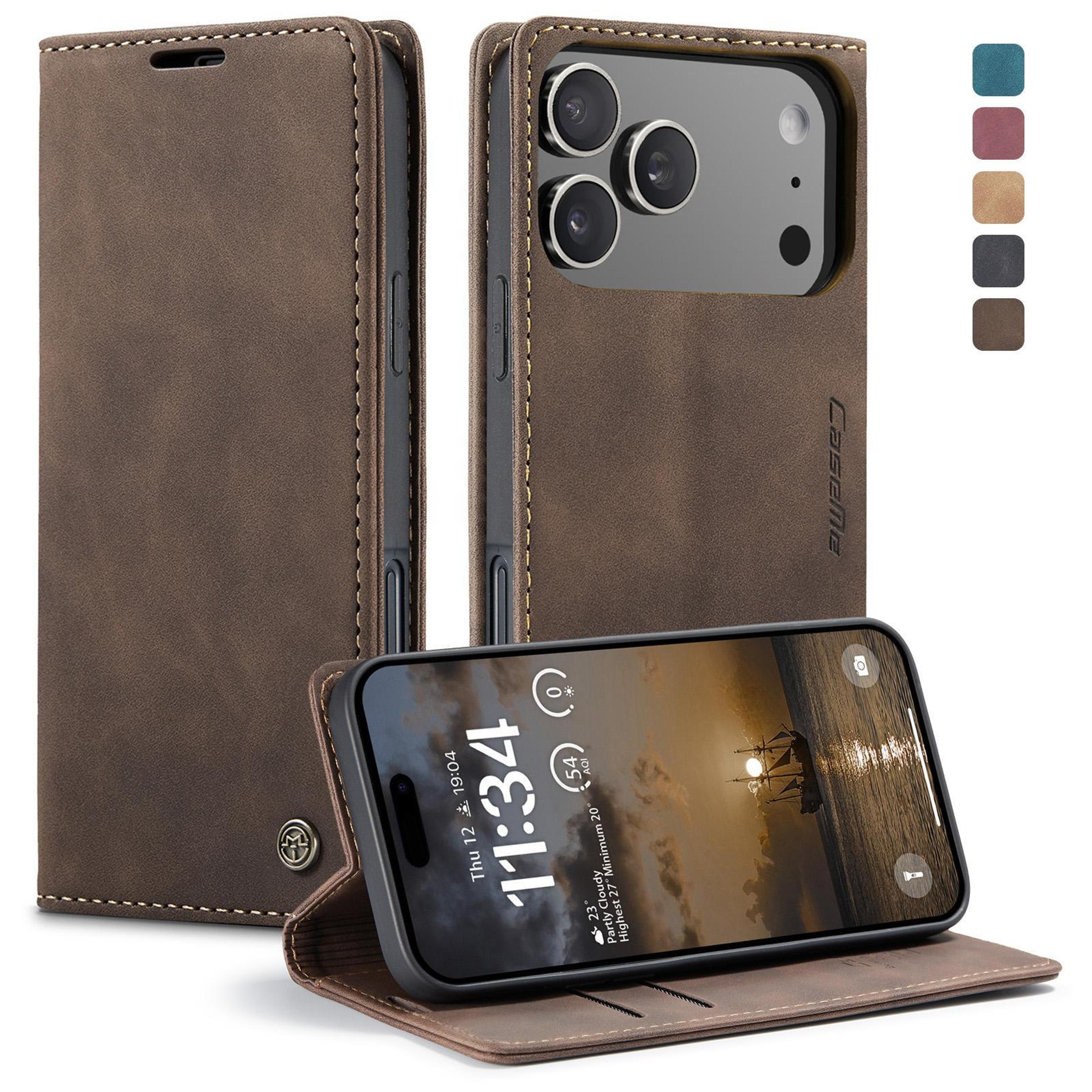 caseme vintage iphone 17 pro wallet case with leather flip case stand & card holder