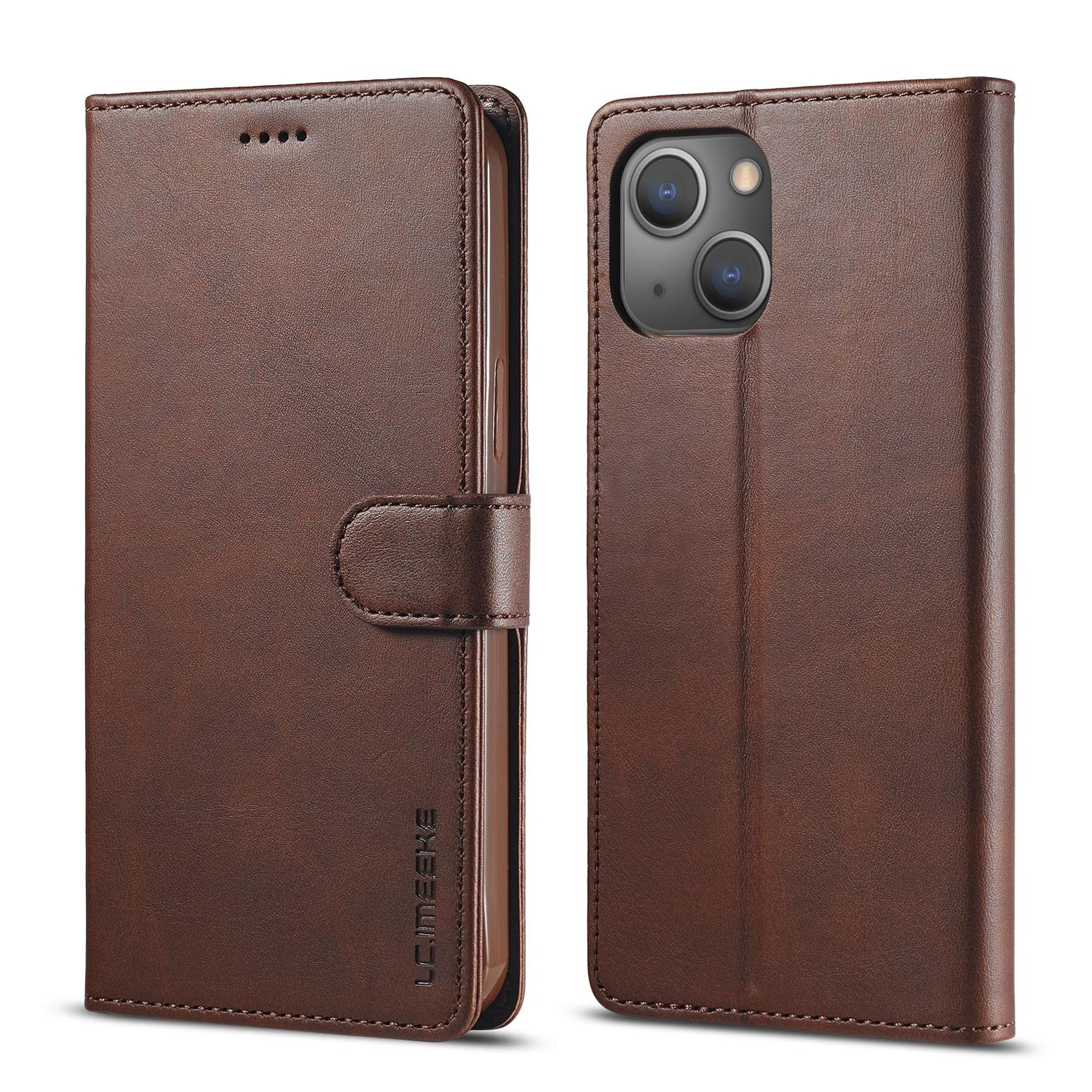 iphone 14 plus leather wallet case with stand & card holder flip cover