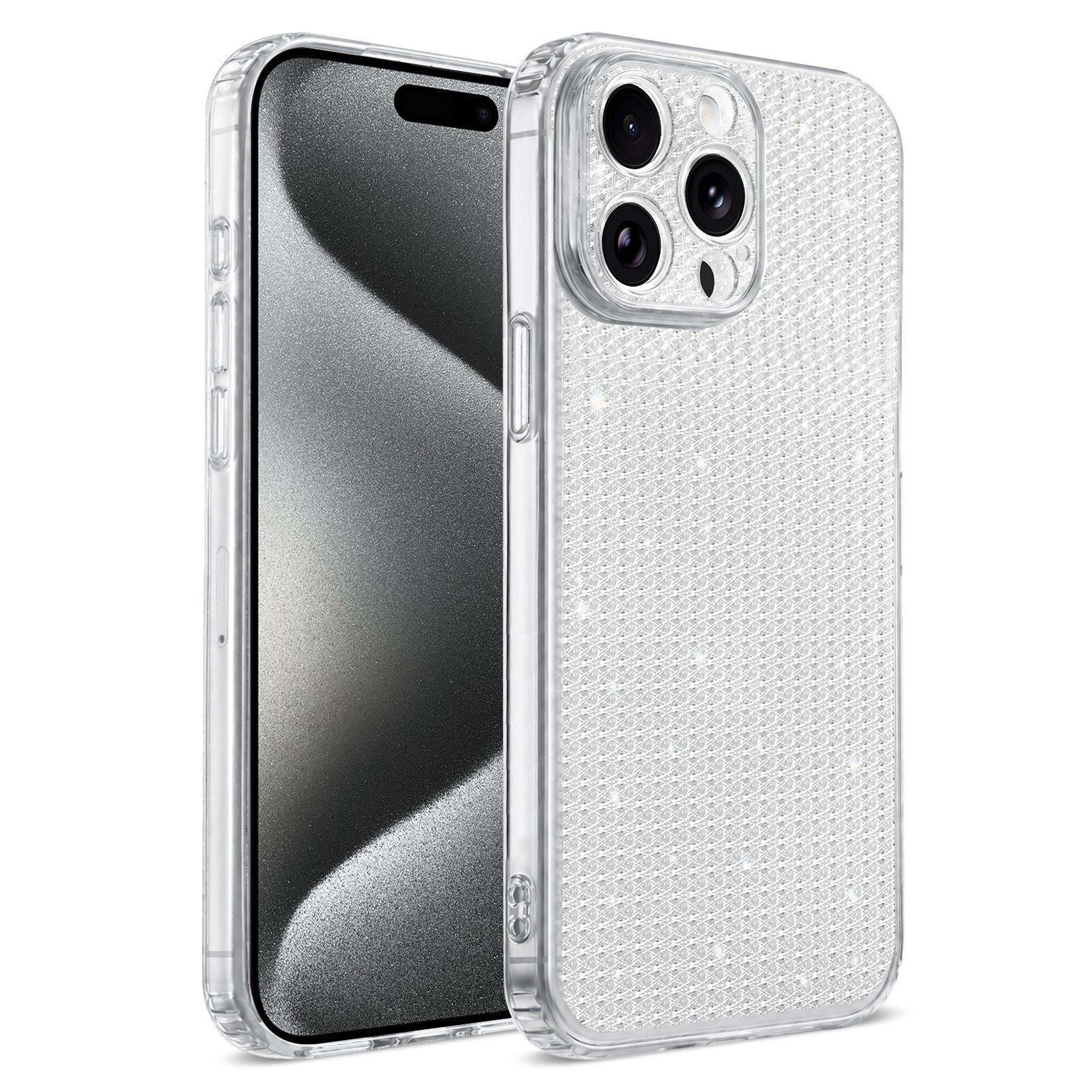 luxury iphone 15 pro glitter case with diamond rhinestones & shockproof airbag protection