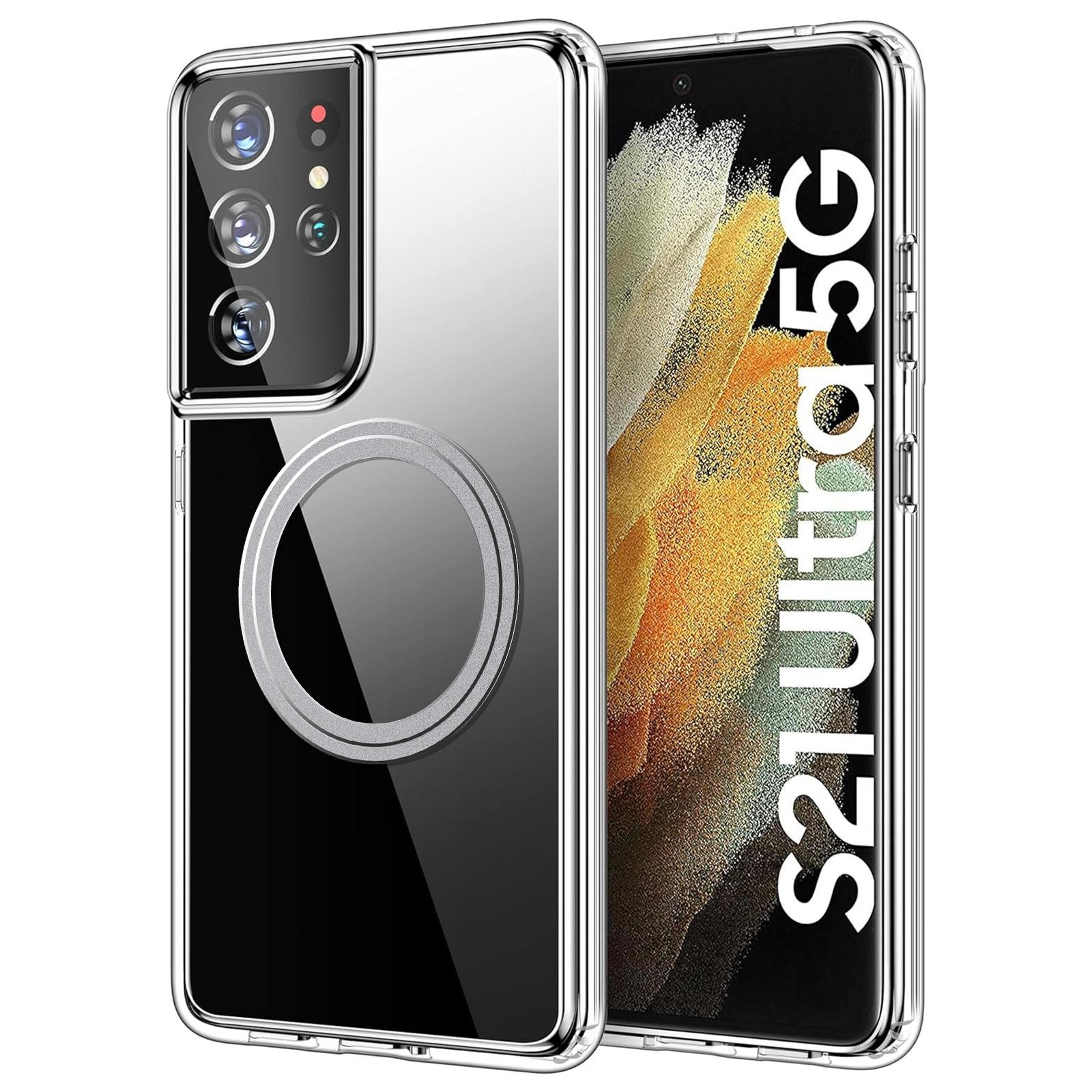 magsafe transparent frosted phone case for samsung galaxy s21 ultra with wireless charging