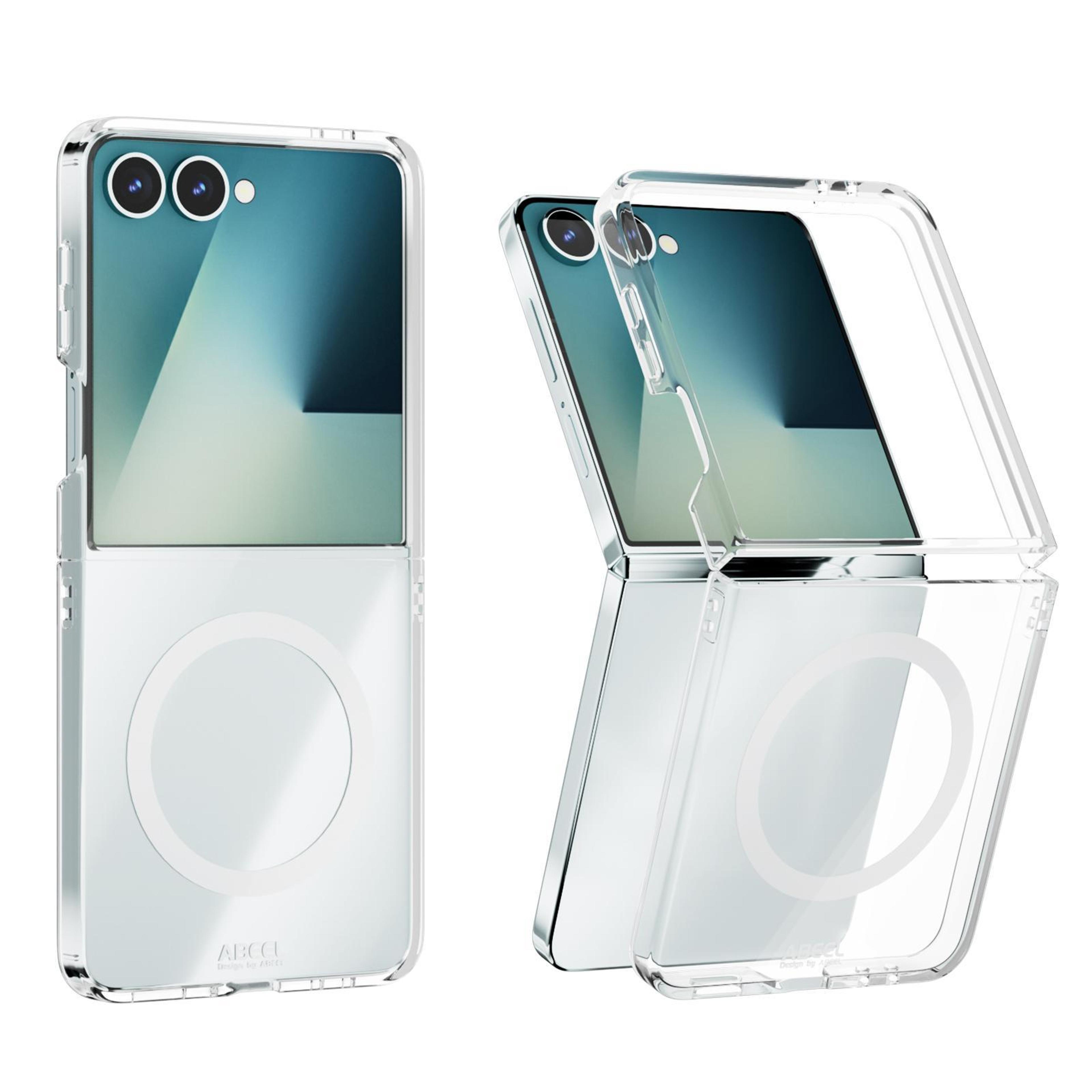 abeel samsung galaxy z flip 7 case with magsafe magnetic transparent scratch-resistant pc cover