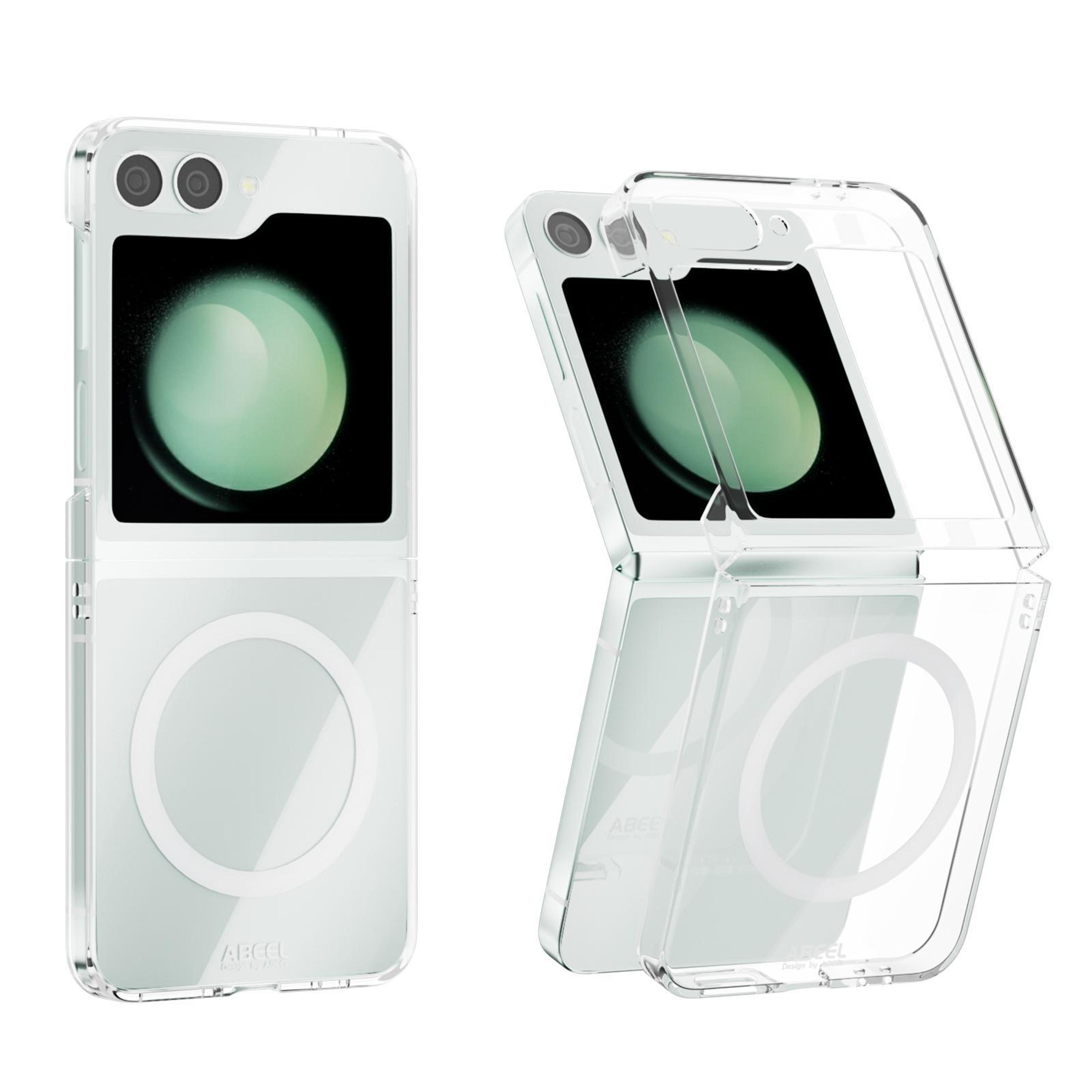 abeel samsung galaxy z flip5 magsafe case clear magnetic scratch-resistant pc cover