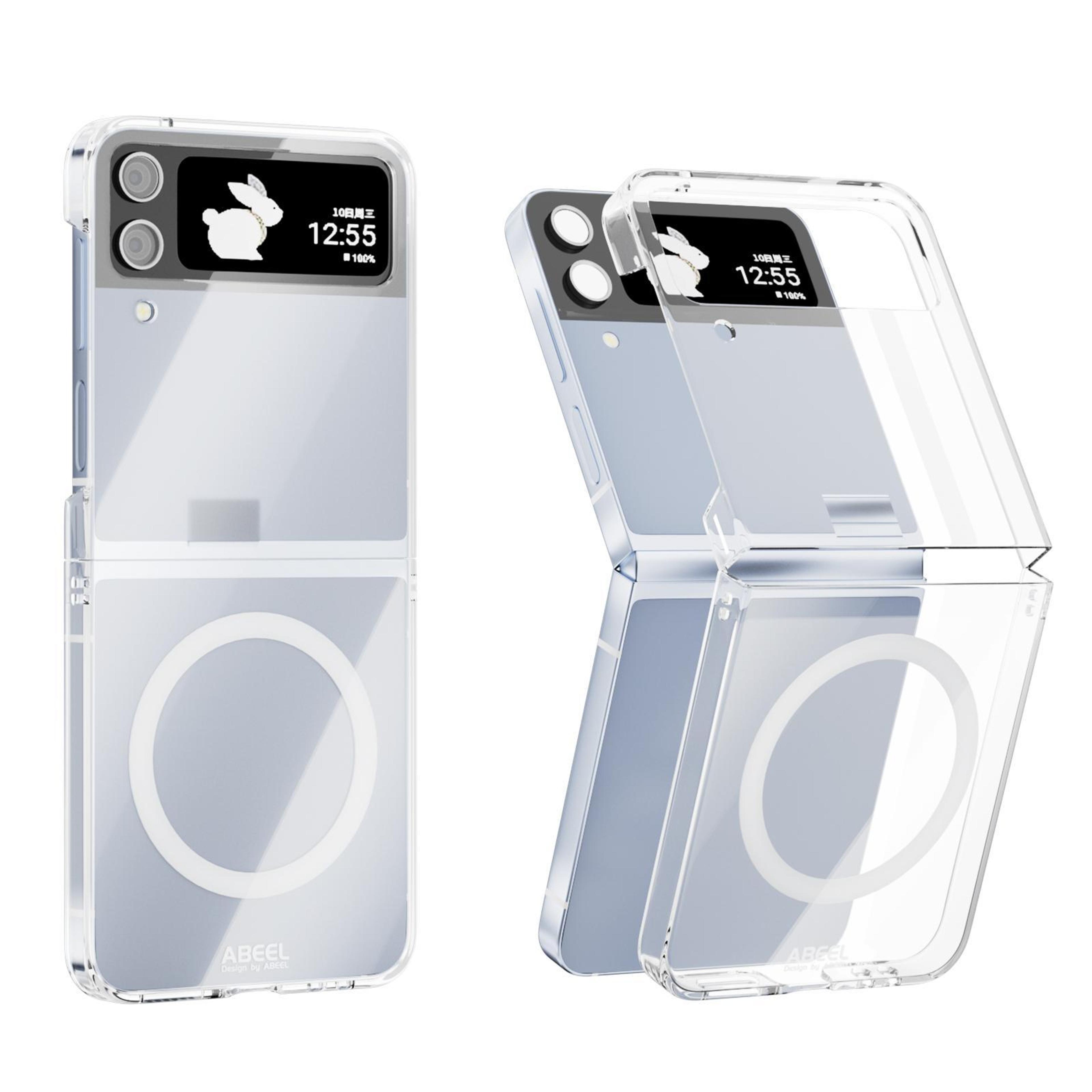 abeel samsung galaxy z flip4 magsafe case clear magnetic scratch-resistant pc cover
