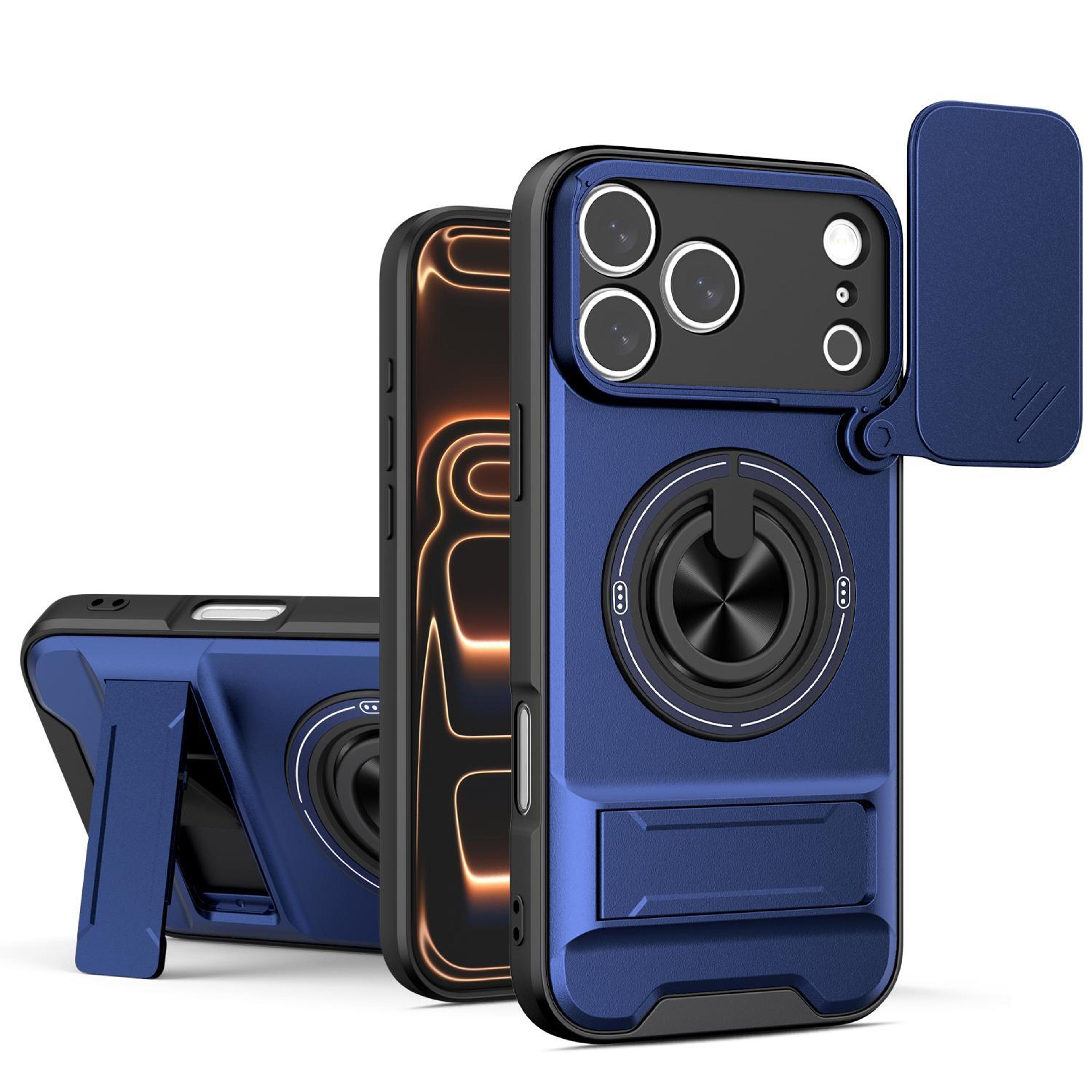 magsafe compatible iphone 17 pro case with sliding lens cover, kickstand & shockproof protection