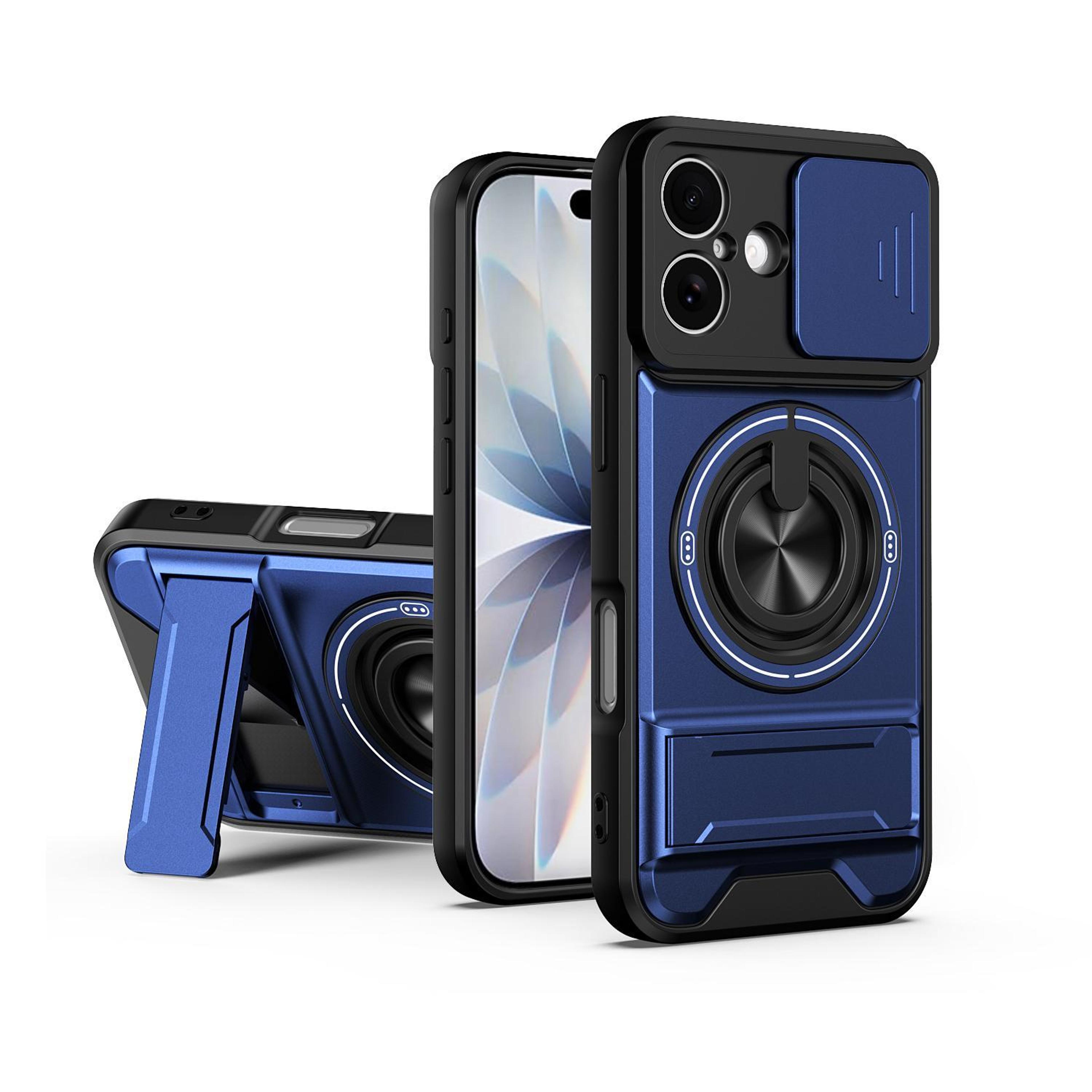 iphone 17 magnetic shockproof case with sliding camera lens cover & kickstand