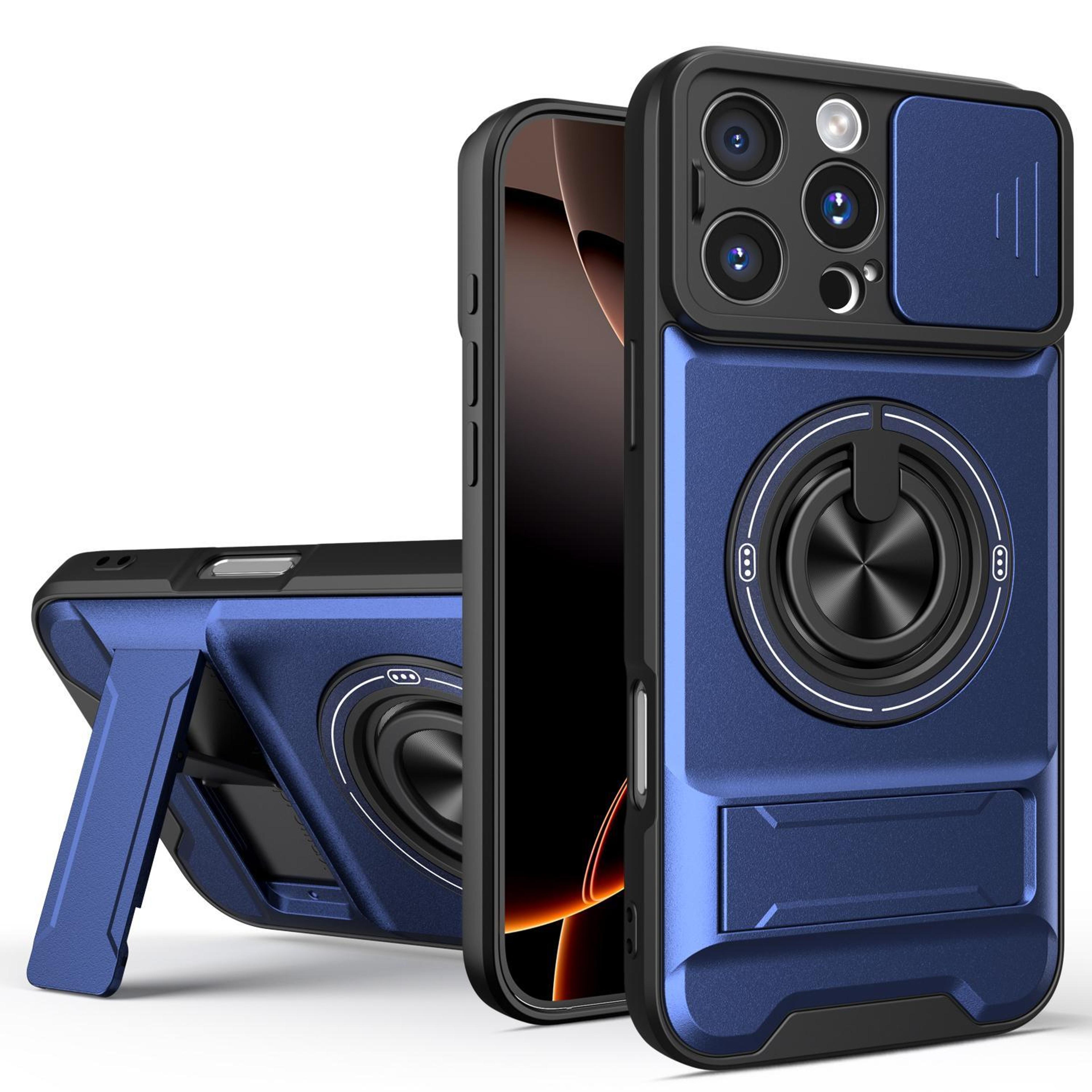 iphone 16 pro max magnetic shockproof case with sliding camera lens cover & kickstand