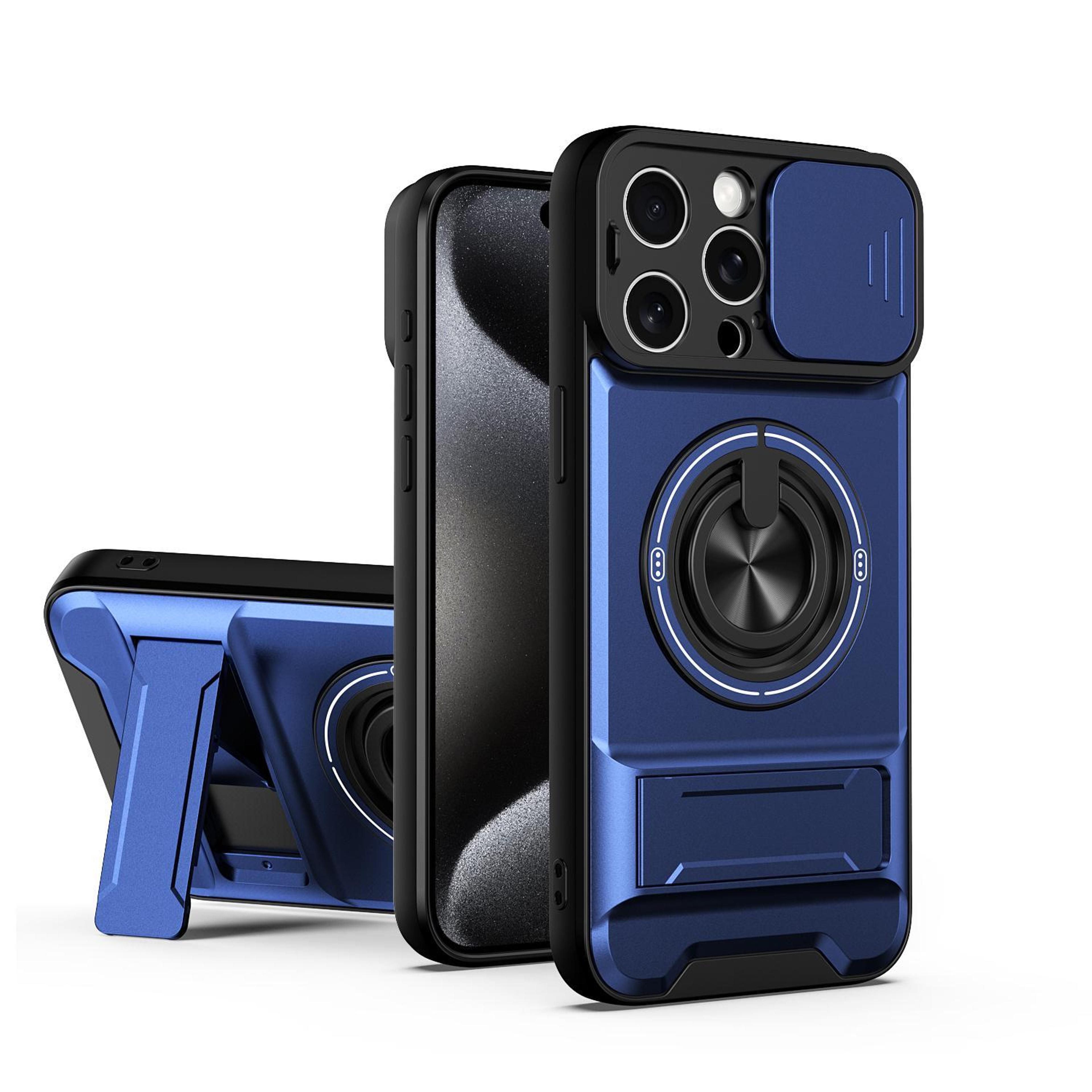 magsafe compatible iphone 15 pro max case with sliding camera lens cover, kickstand & shockproof protection