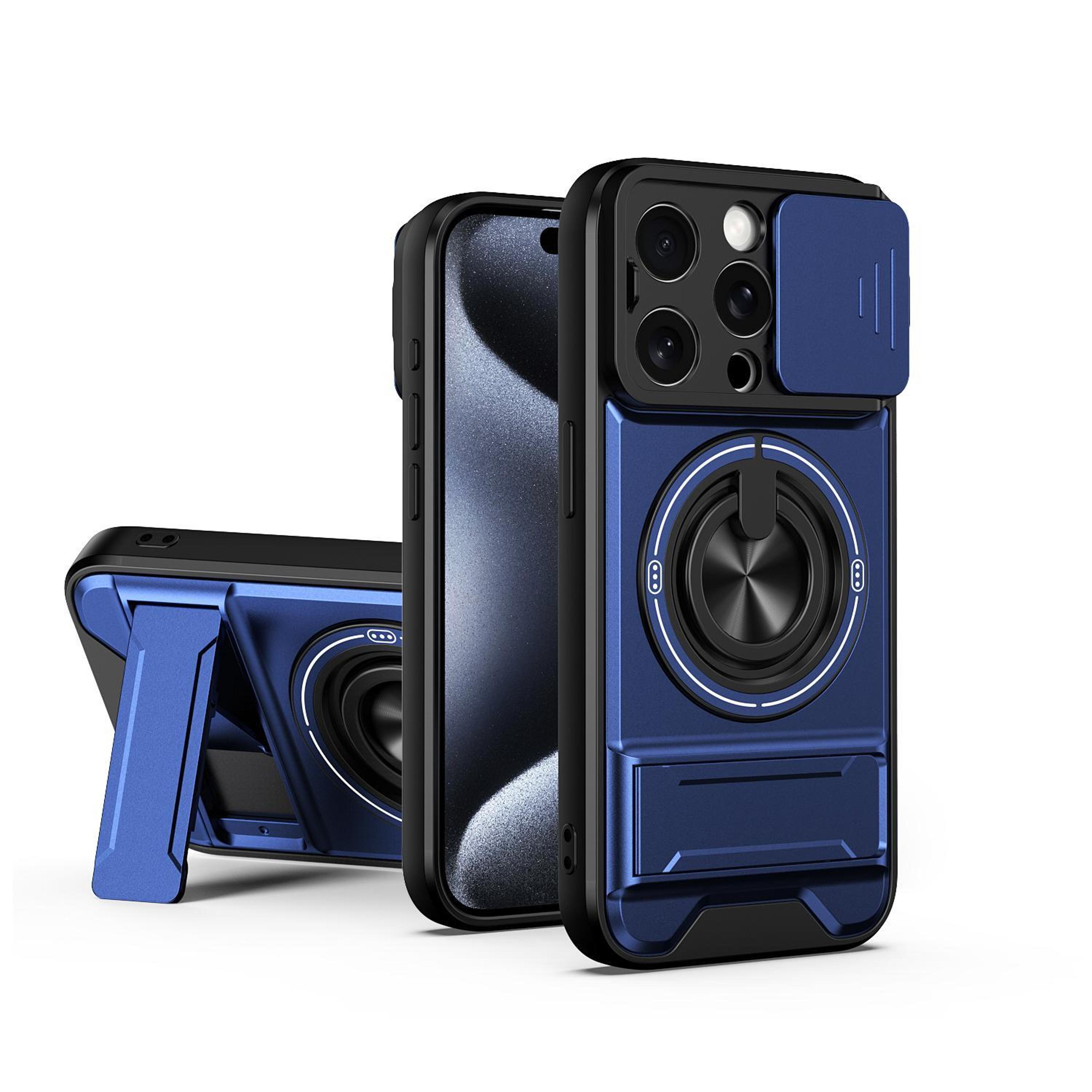 iphone 15 pro magsafe case with sliding camera lens cover and kickstand shockproof protection
