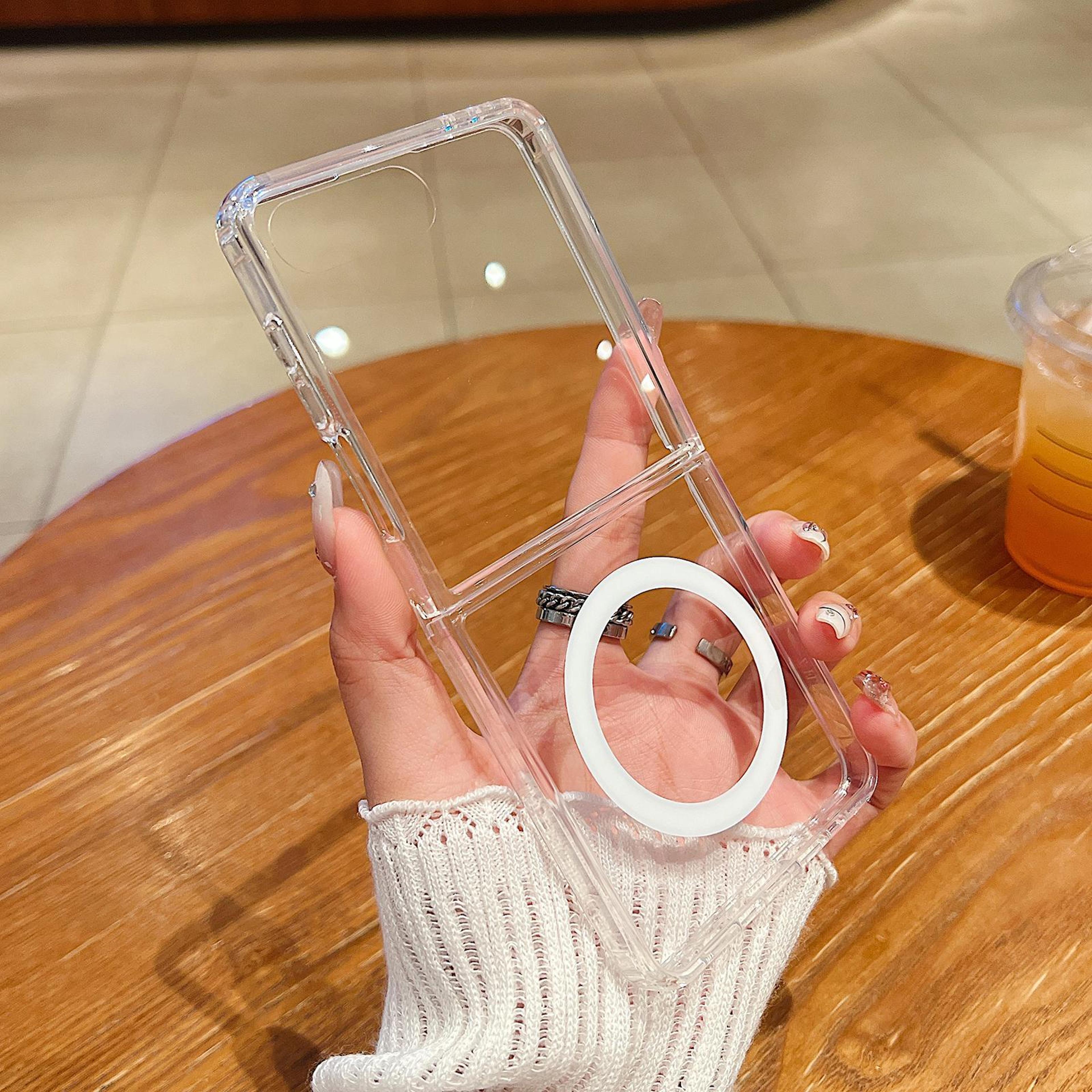 magsafe clear magnetic case for samsung galaxy z flip7 5g with acrylic back and shockproof tpu