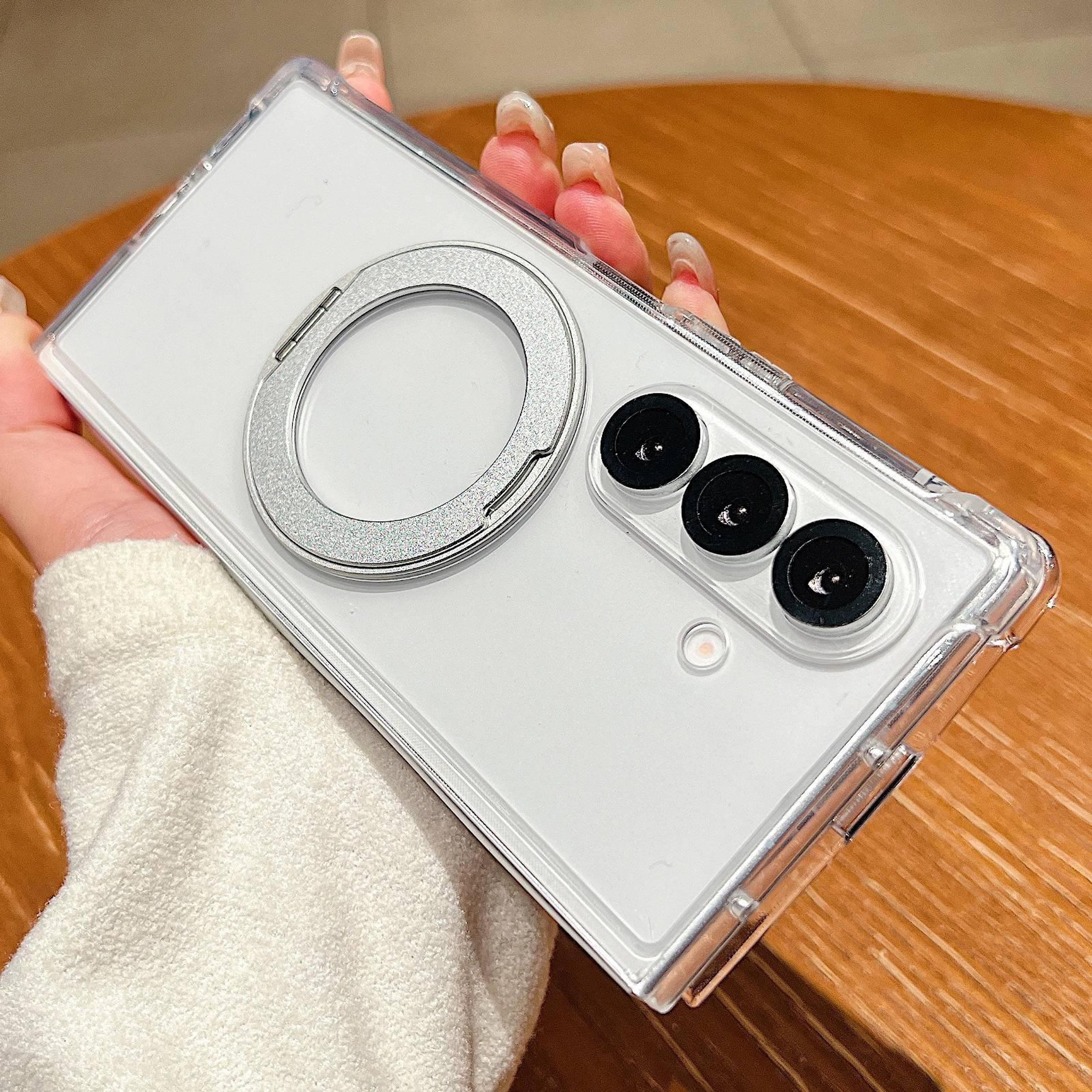 galaxy z fold 7 magnetic shockproof case with 360 rotating ring holder