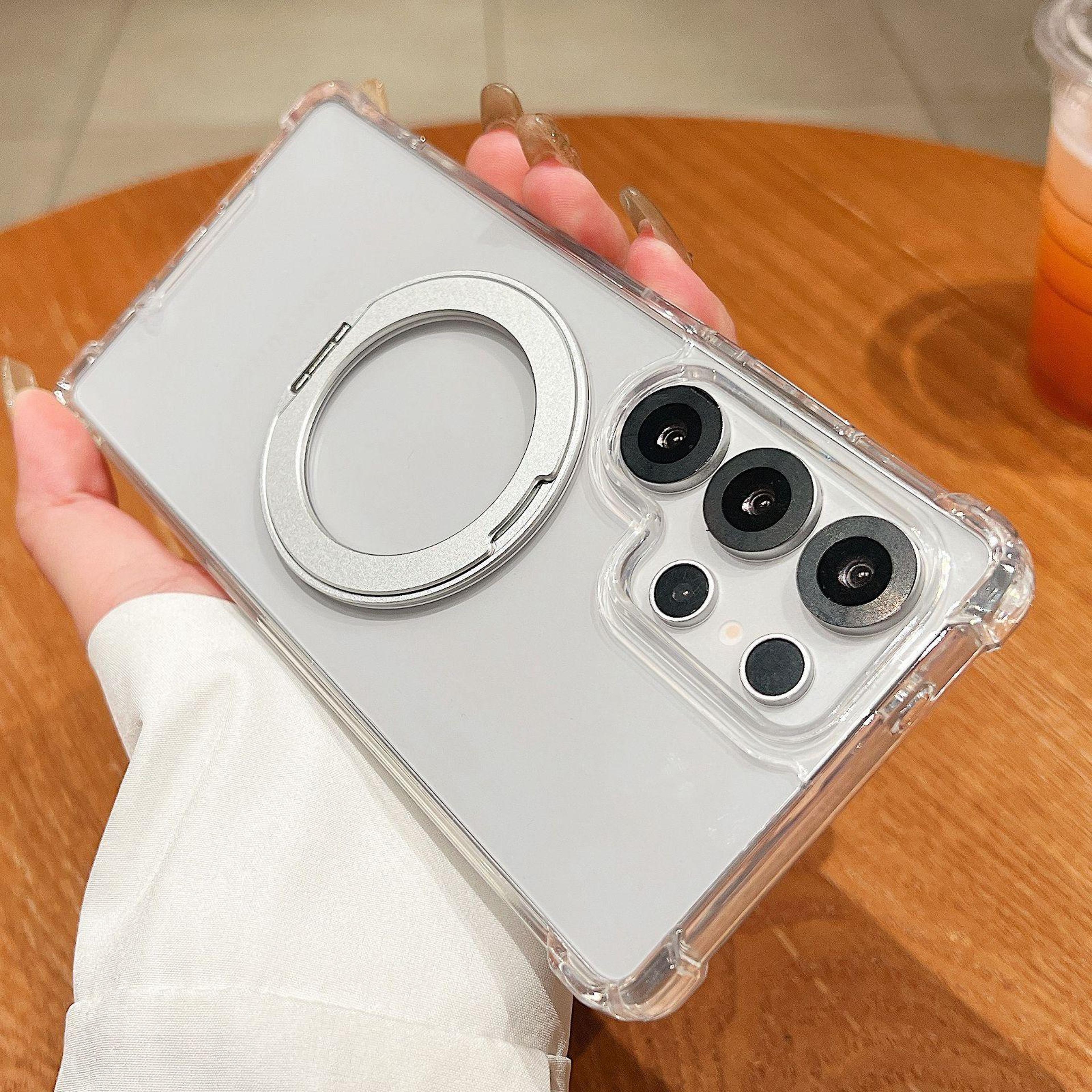 samsung galaxy s26 ultra clear magnetic shockproof case with 360 rotating stand