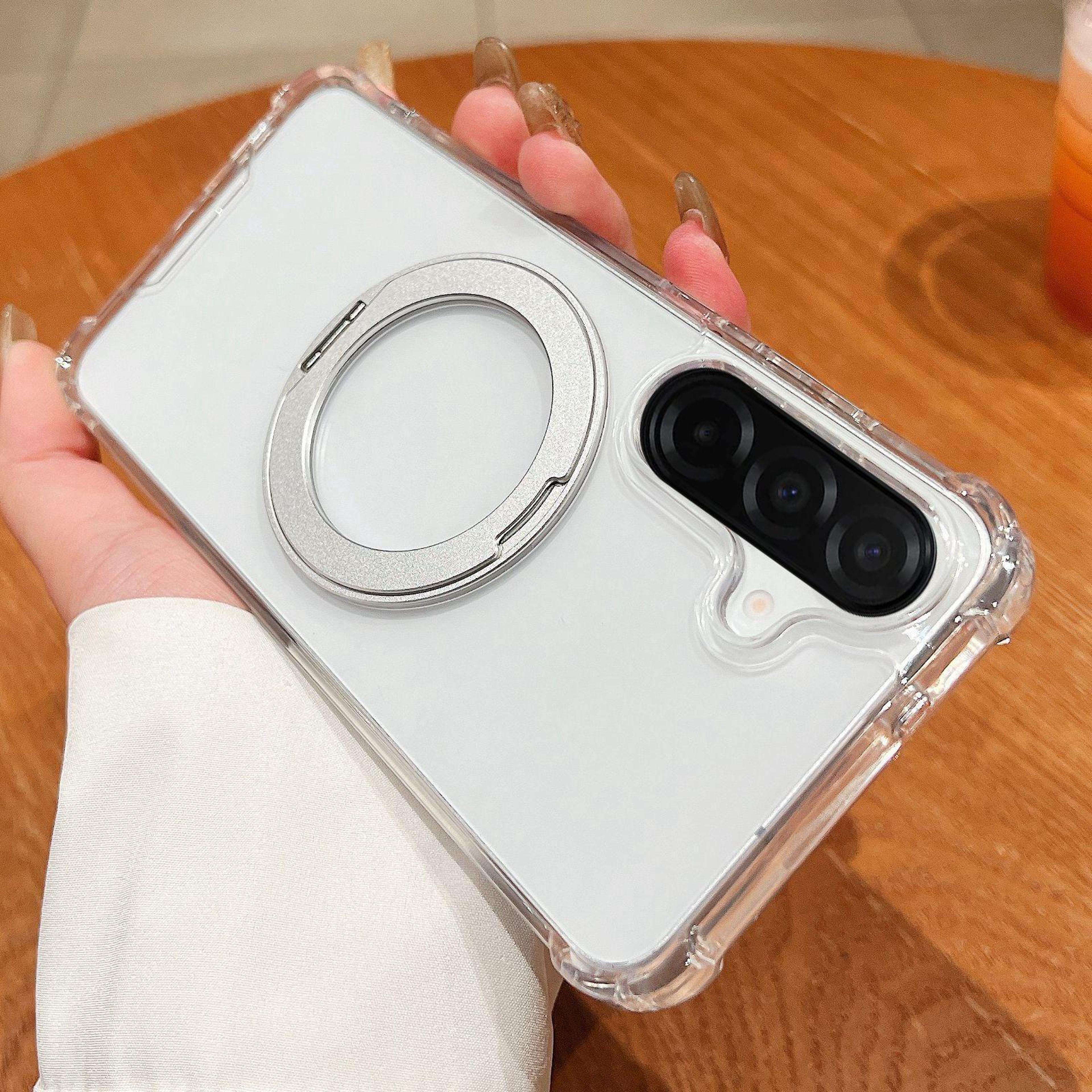 samsung galaxy a26 5g clear magnetic shockproof case with 360 rotating ring holder