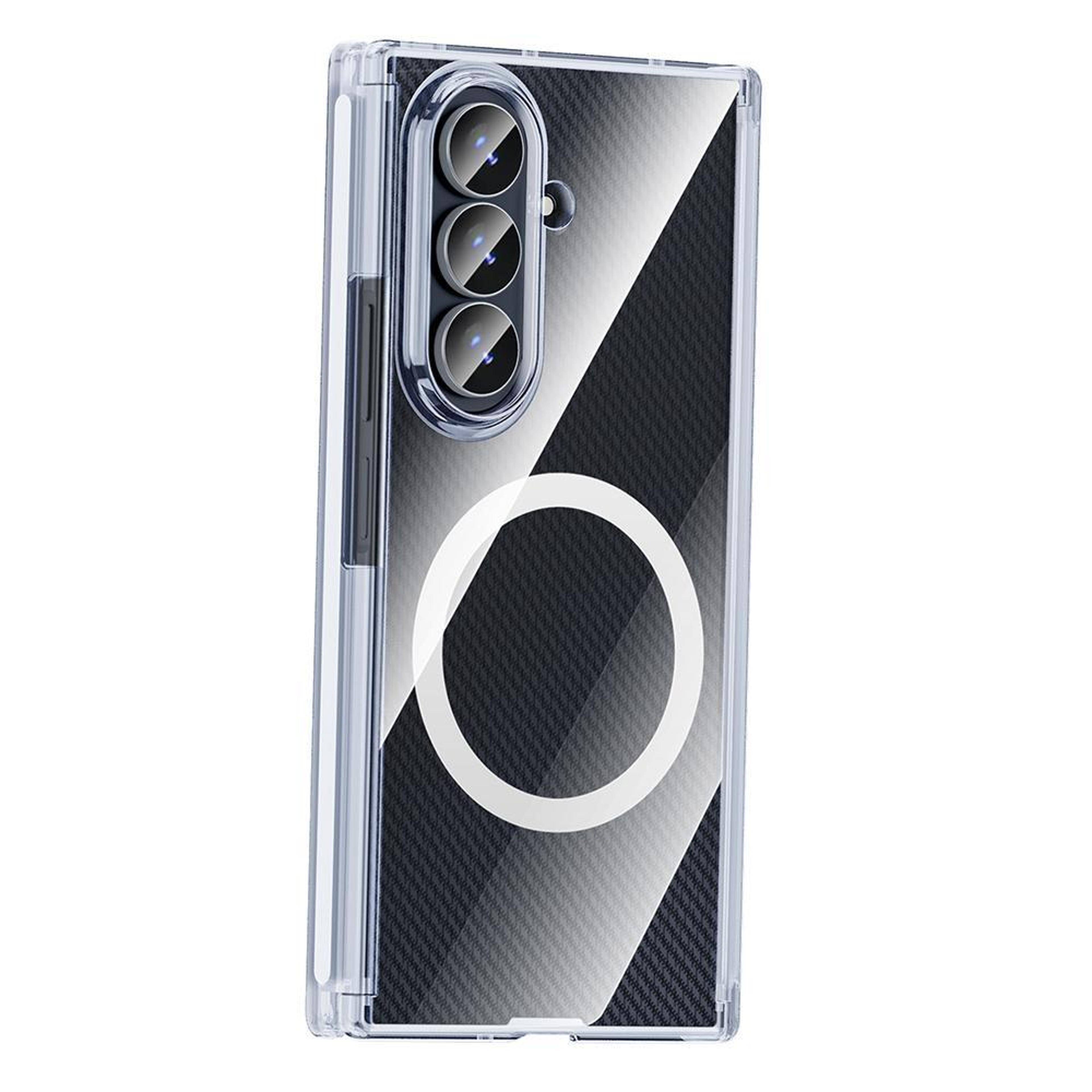 galaxy z trifold clear magnetic case with dual axis shock protection