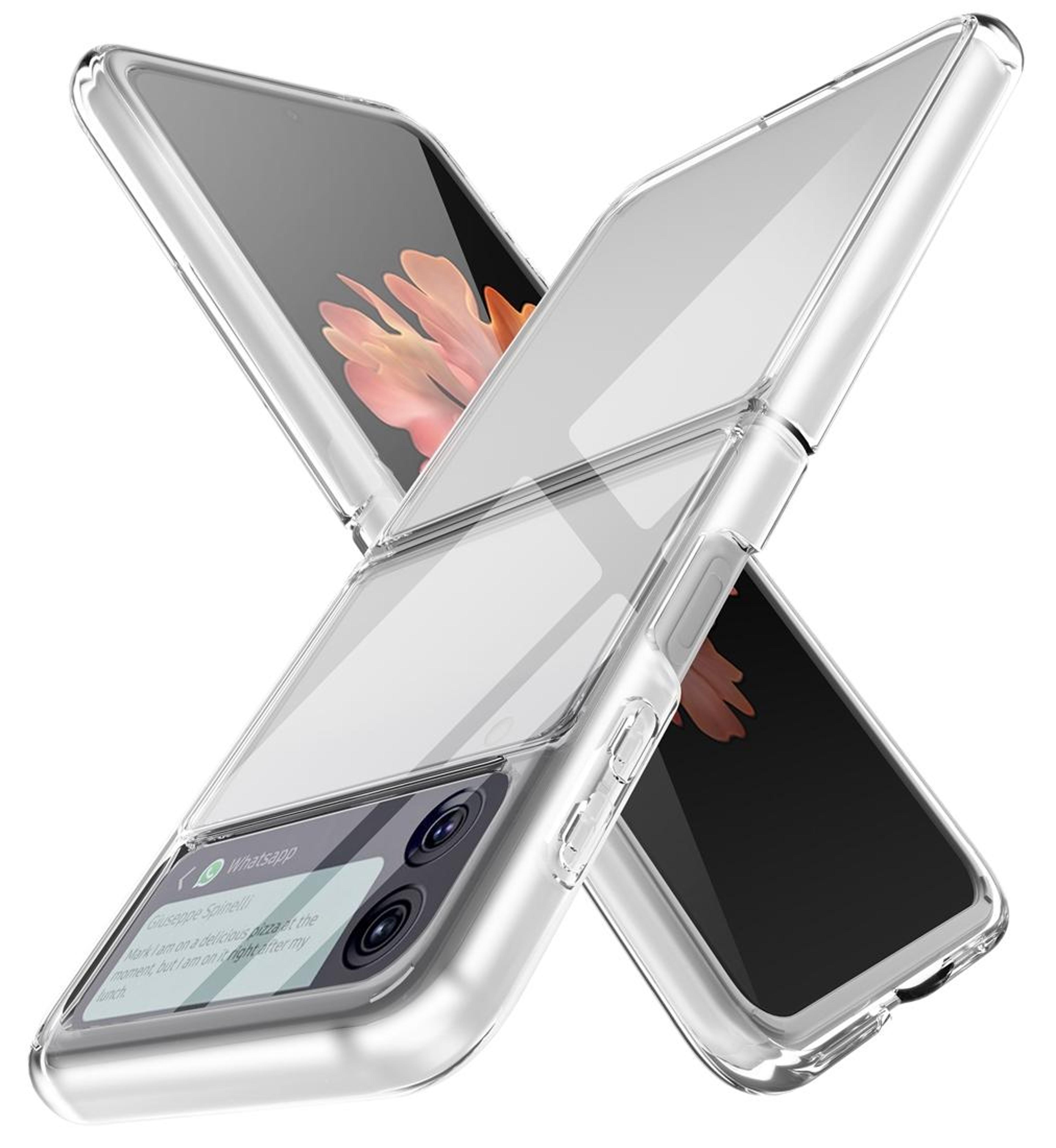 samsung galaxy z flip3 5g clear case shockproof slim pc tpu protective cover