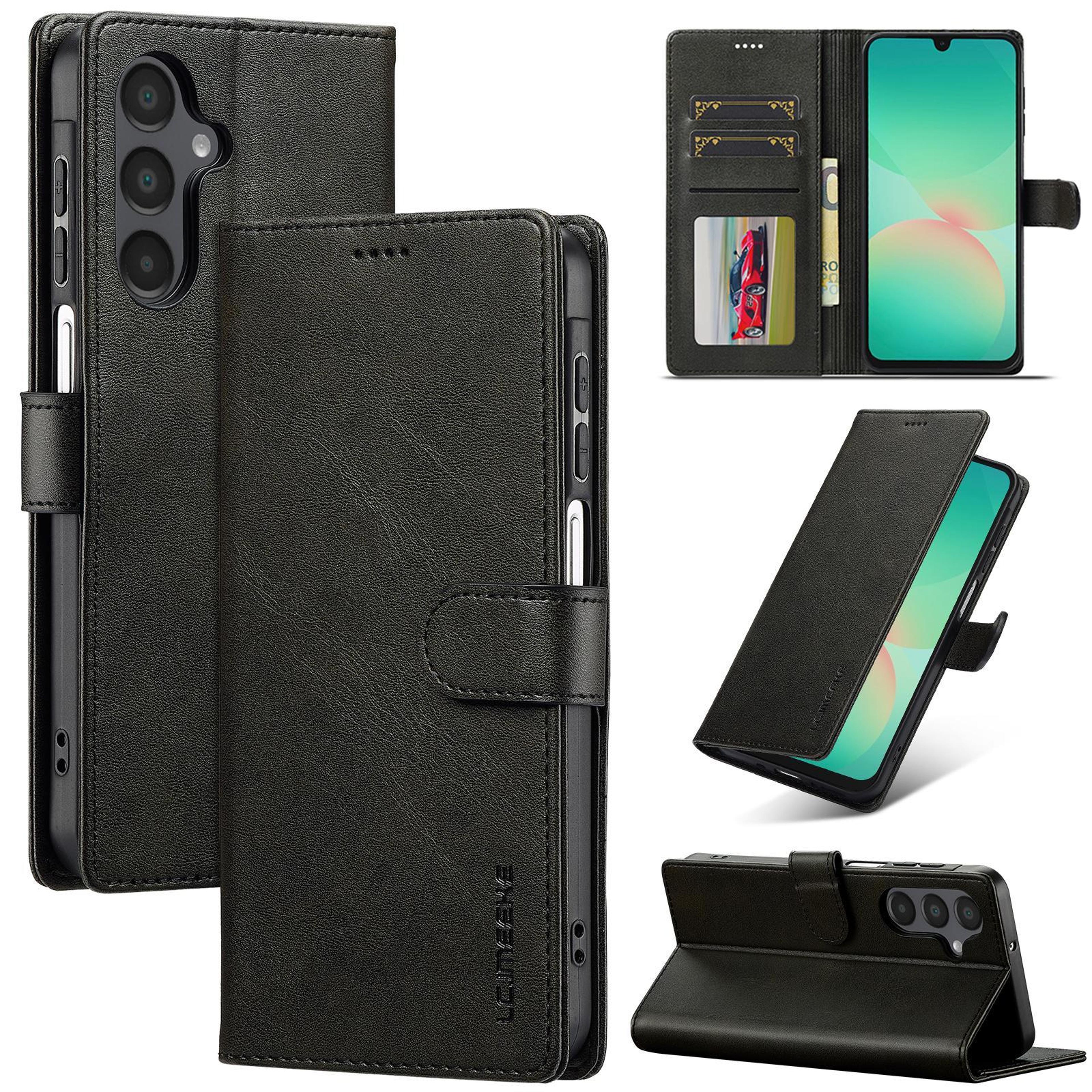 galaxy s26 fe 5g leather wallet case with card holder and kickstand