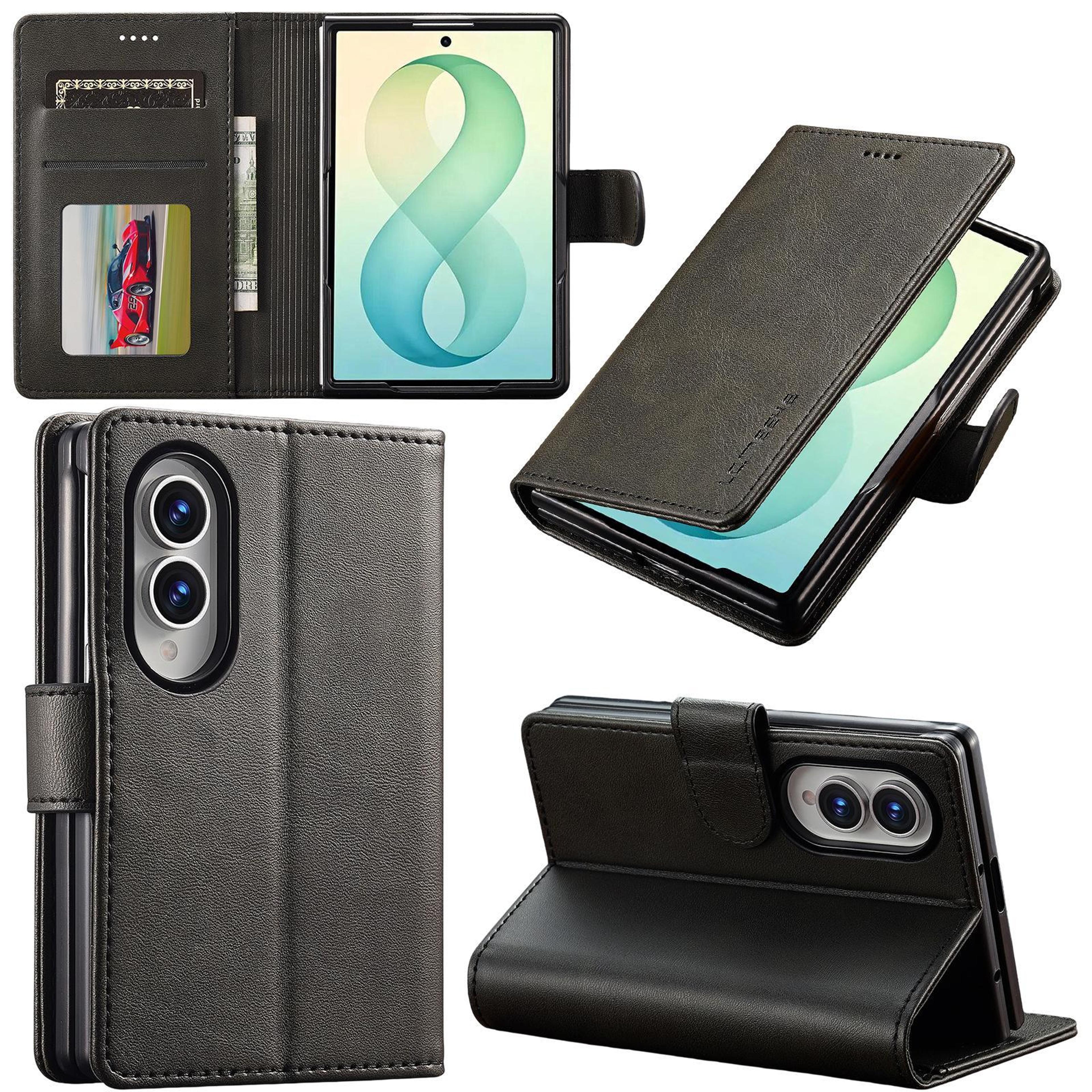 galaxy z fold8 case calf texture leather phone case with shockproof protection