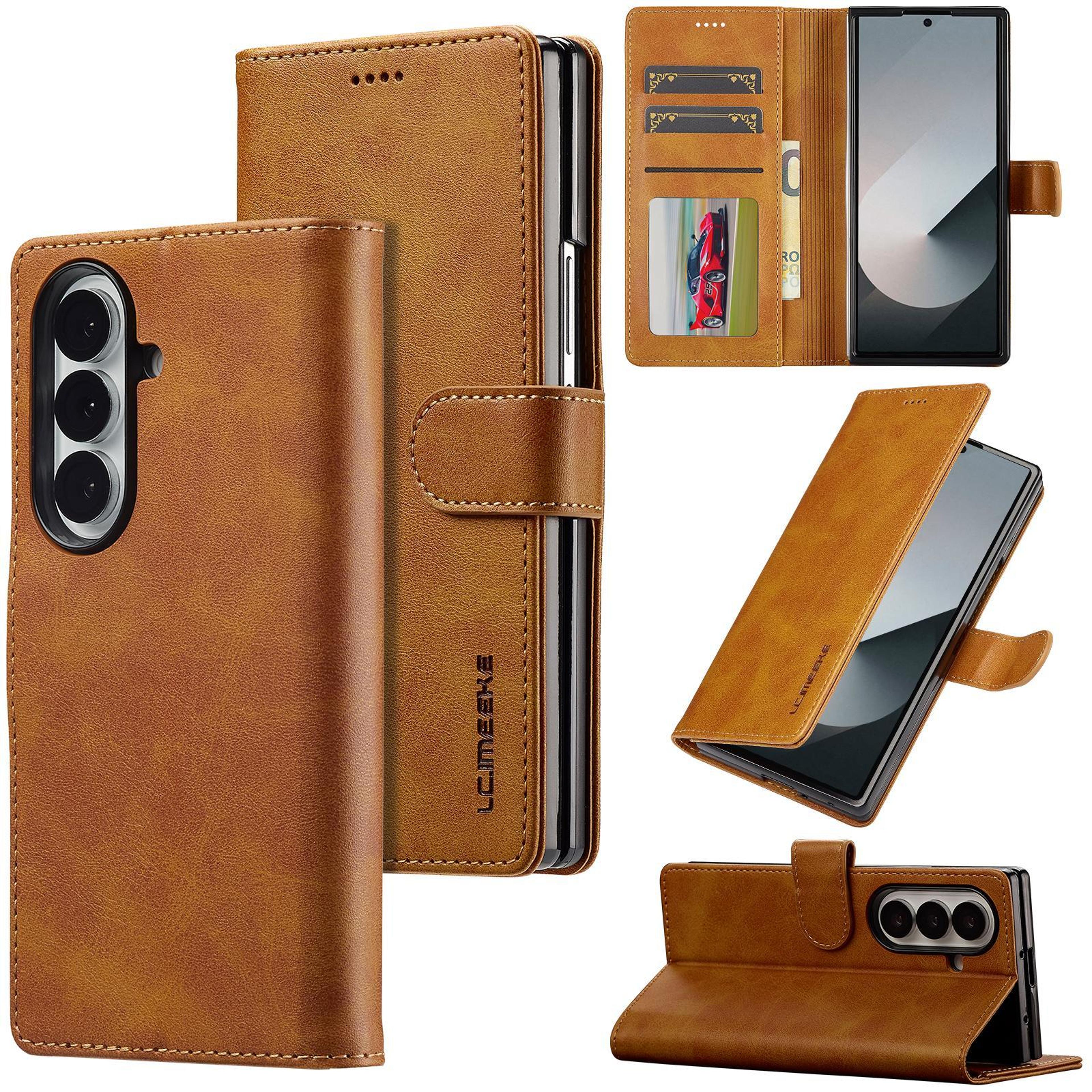 galaxy z fold8 ultra case calf texture leather phone case with shockproof protection