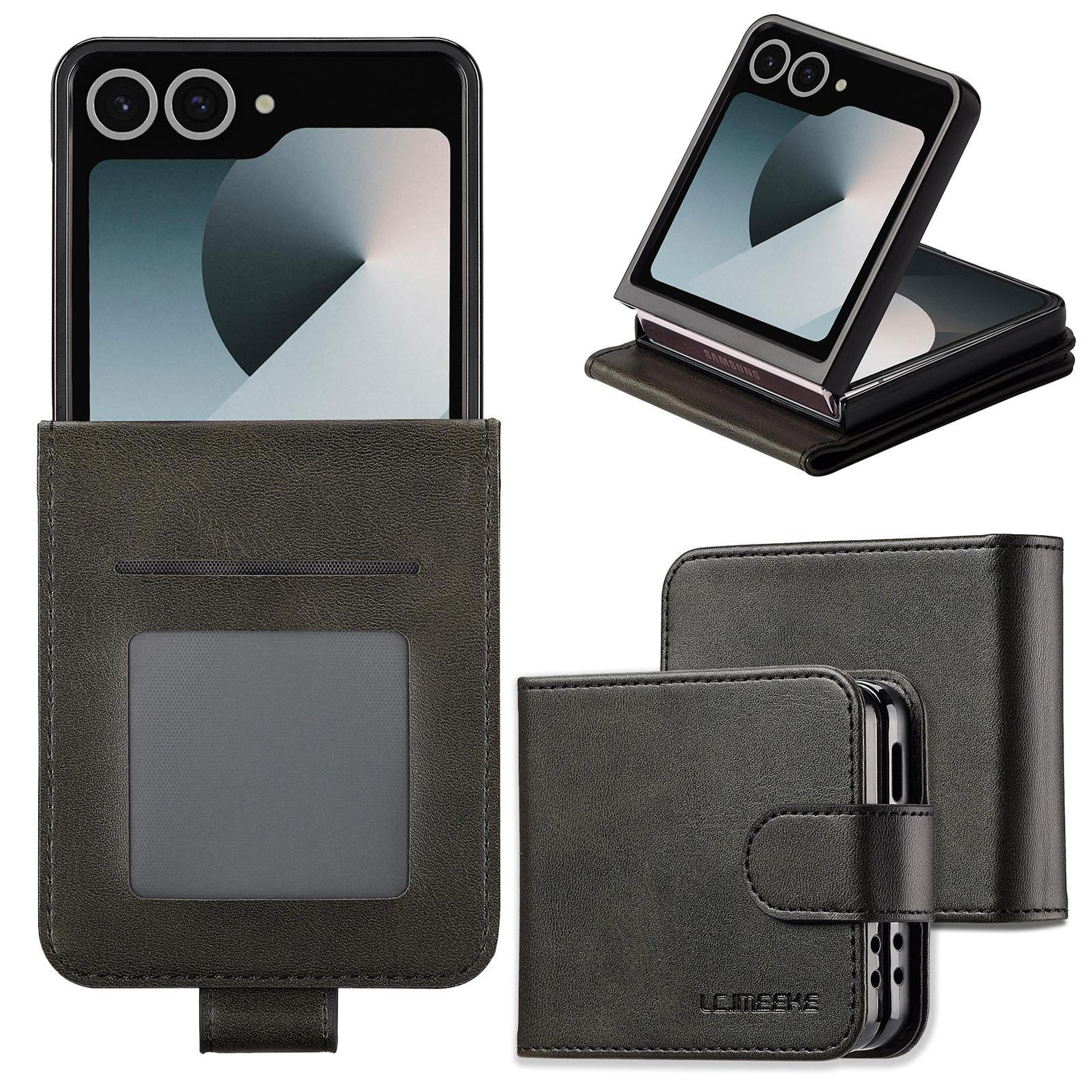 samsung galaxy z flip8 case calf texture leather phone case with shockproof protection