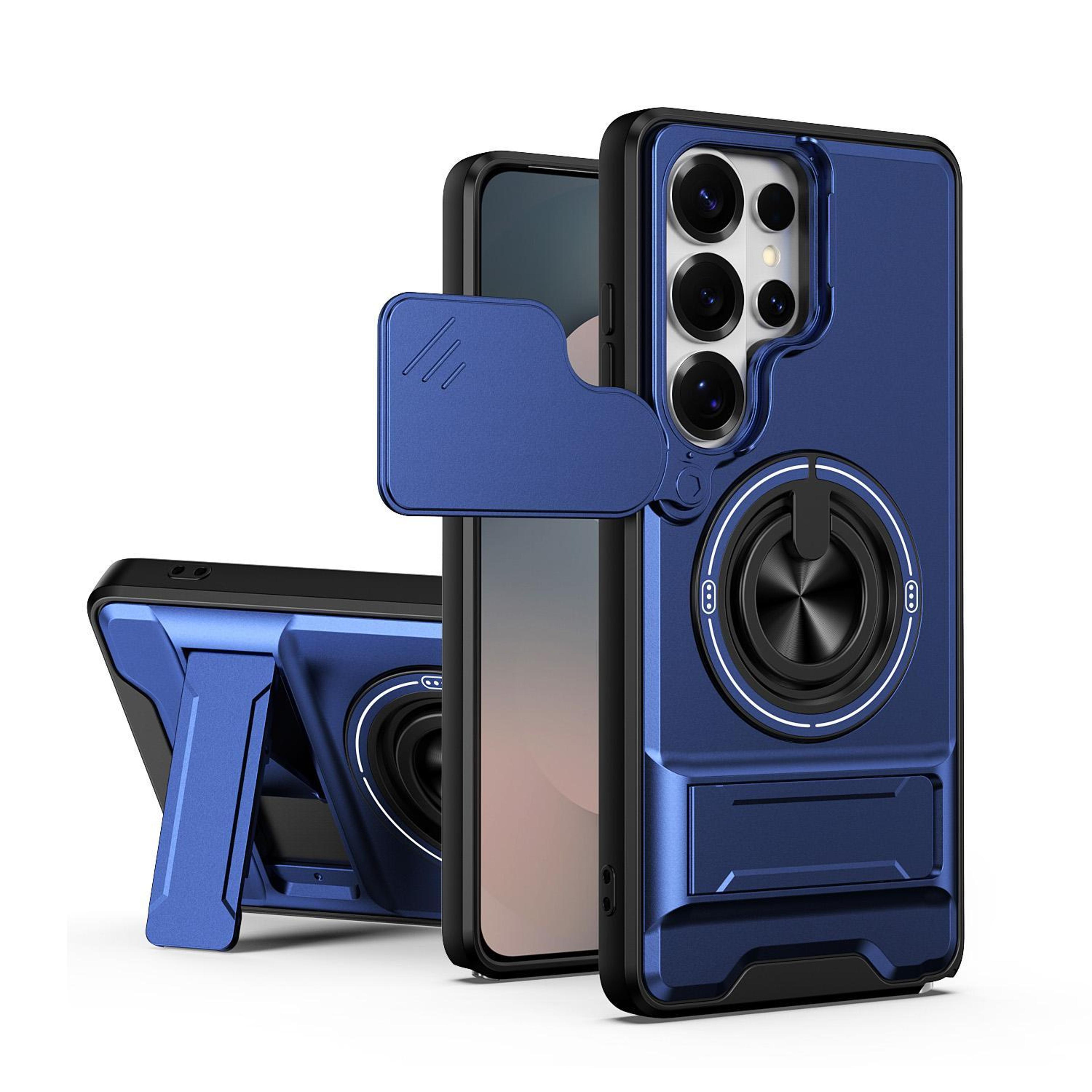 samsung series magnetic shockproof case with sliding camera cover and kickstand