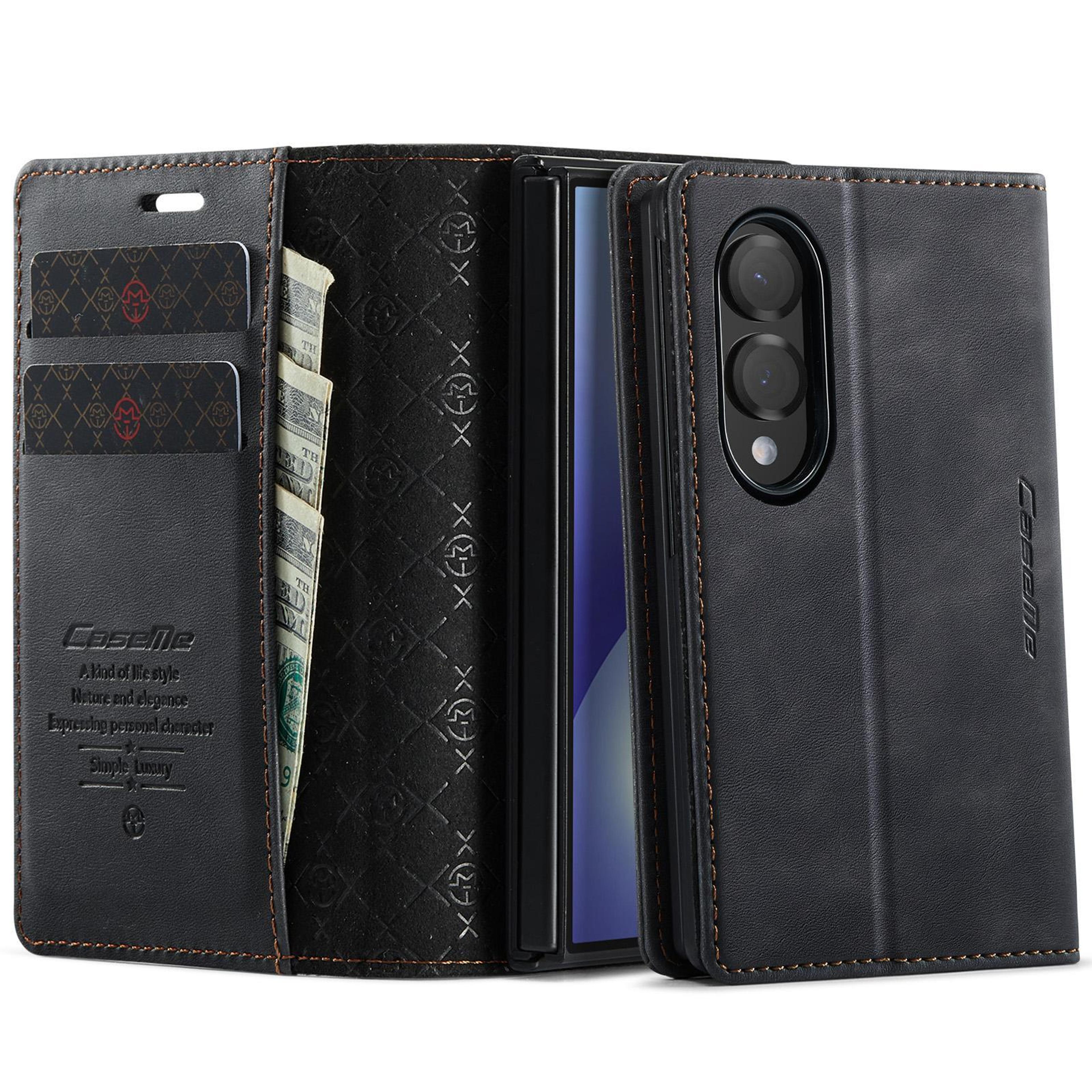 caseme 033 galaxy z fold8 leather wallet case with rfid blocking and kickstand