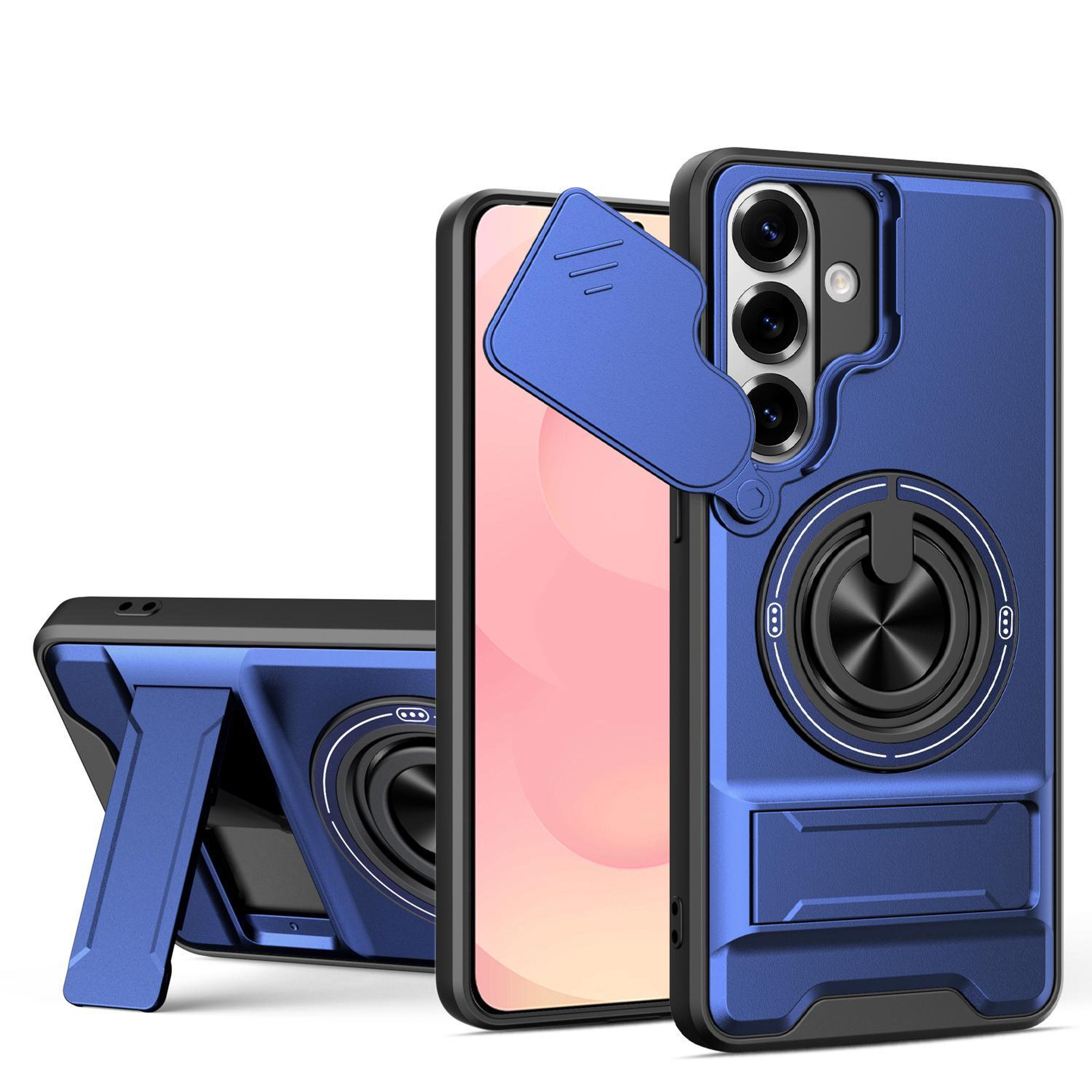 samsung series magnetic shockproof case & sliding camera cover and kickstand