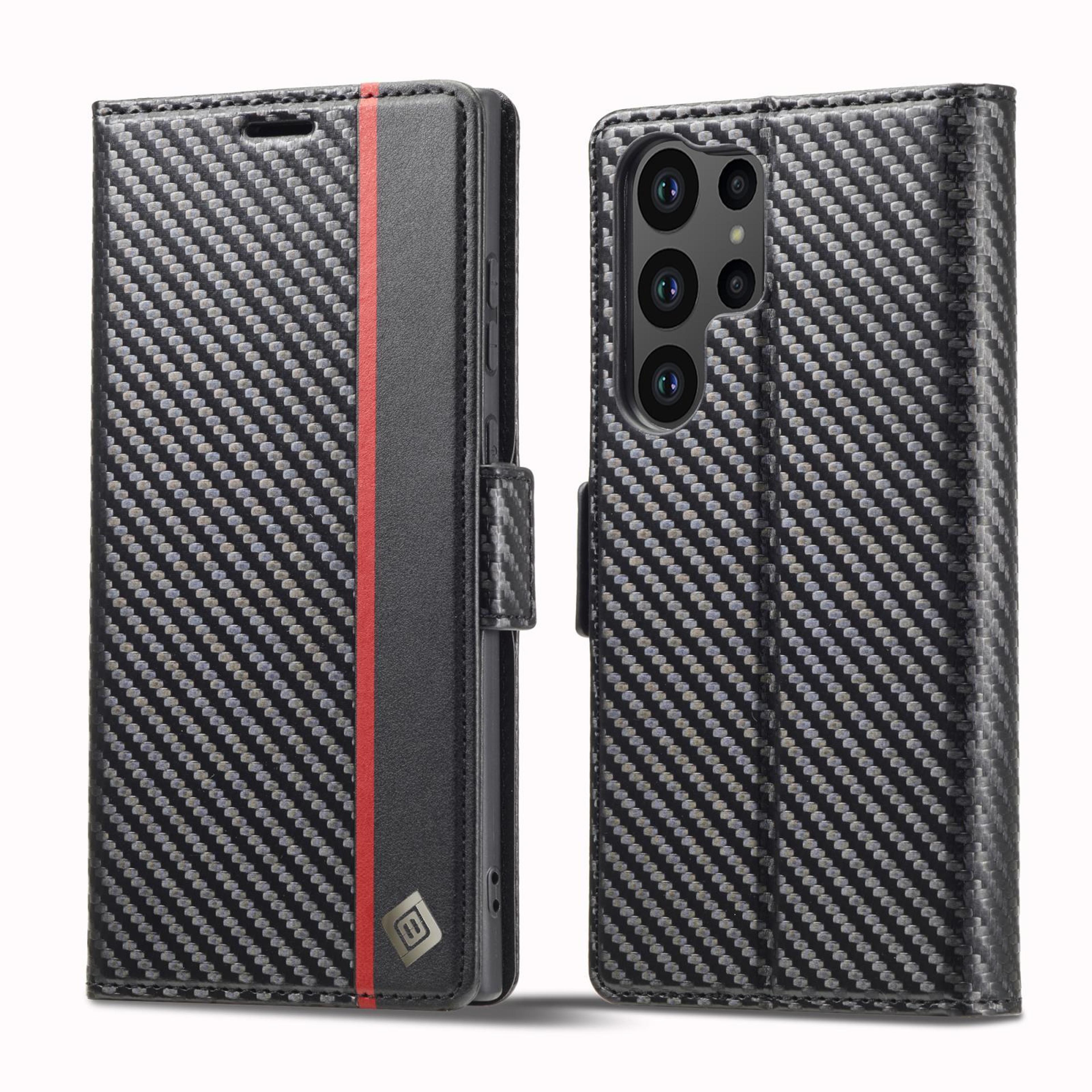 samsung galaxy series carbon fiber leather kickstand cover