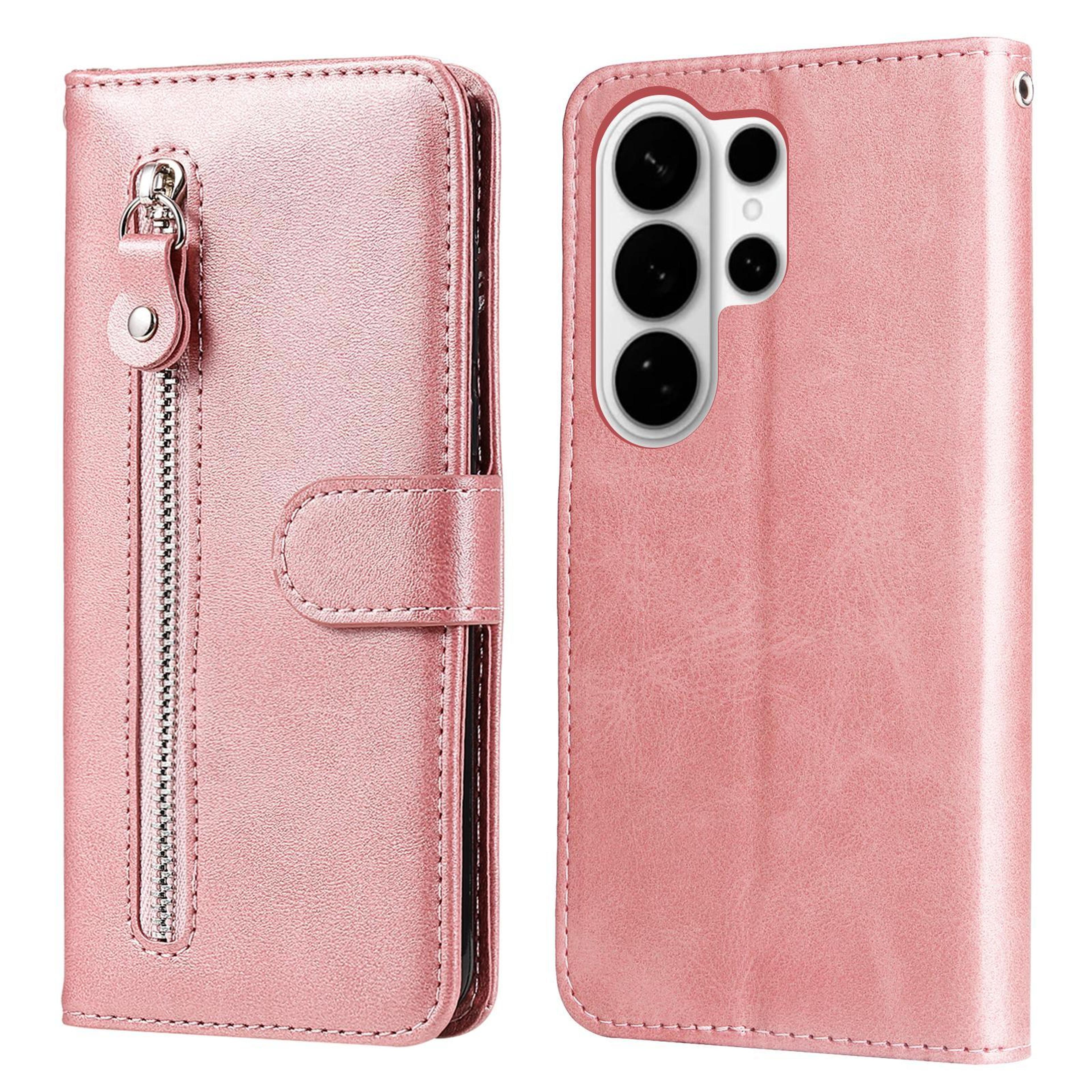 galaxy series leather wallet case with zipper card holder and kickstand