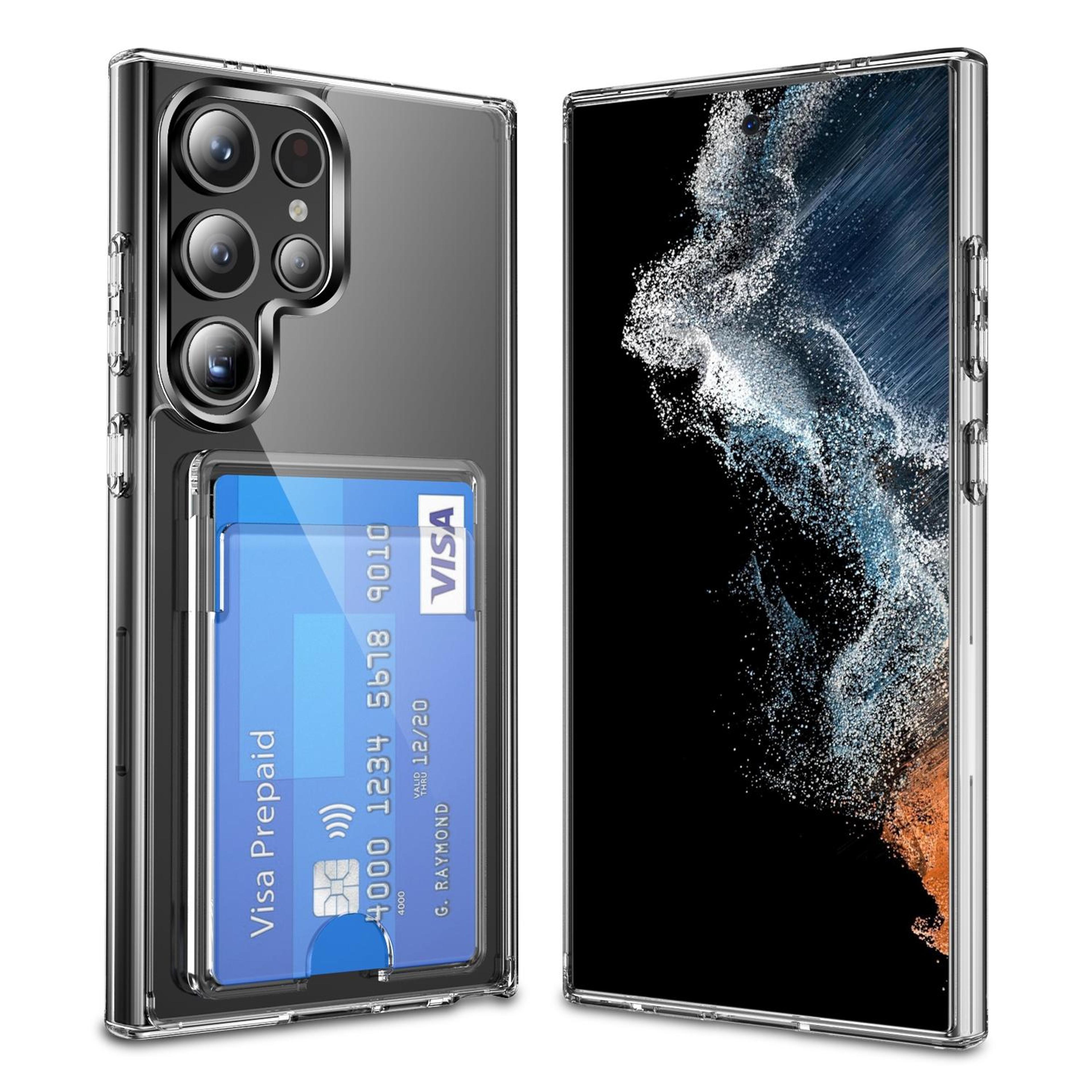 samsung galaxy s24 ultra clear wallet case with card holder and shockproof protection