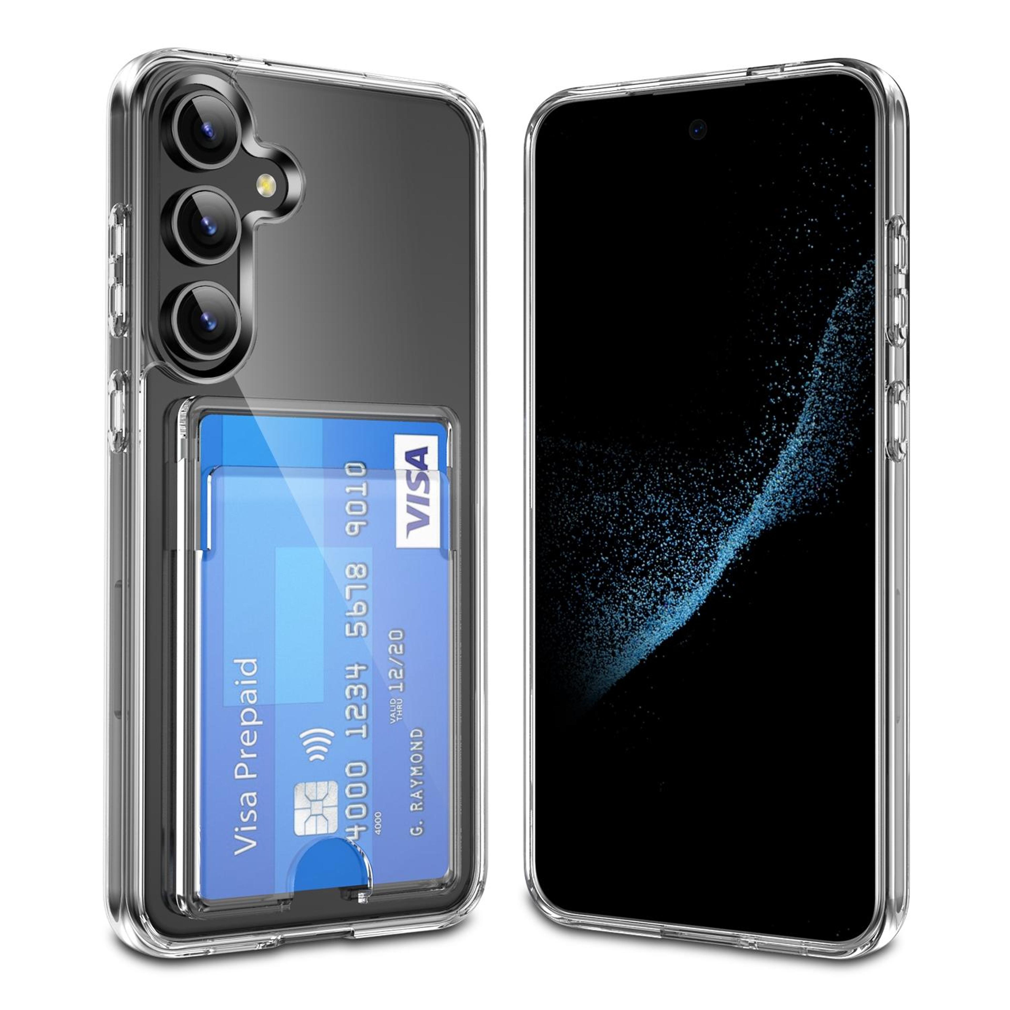 samsung galaxy s24 plus clear wallet case with card holder and protective air cushion