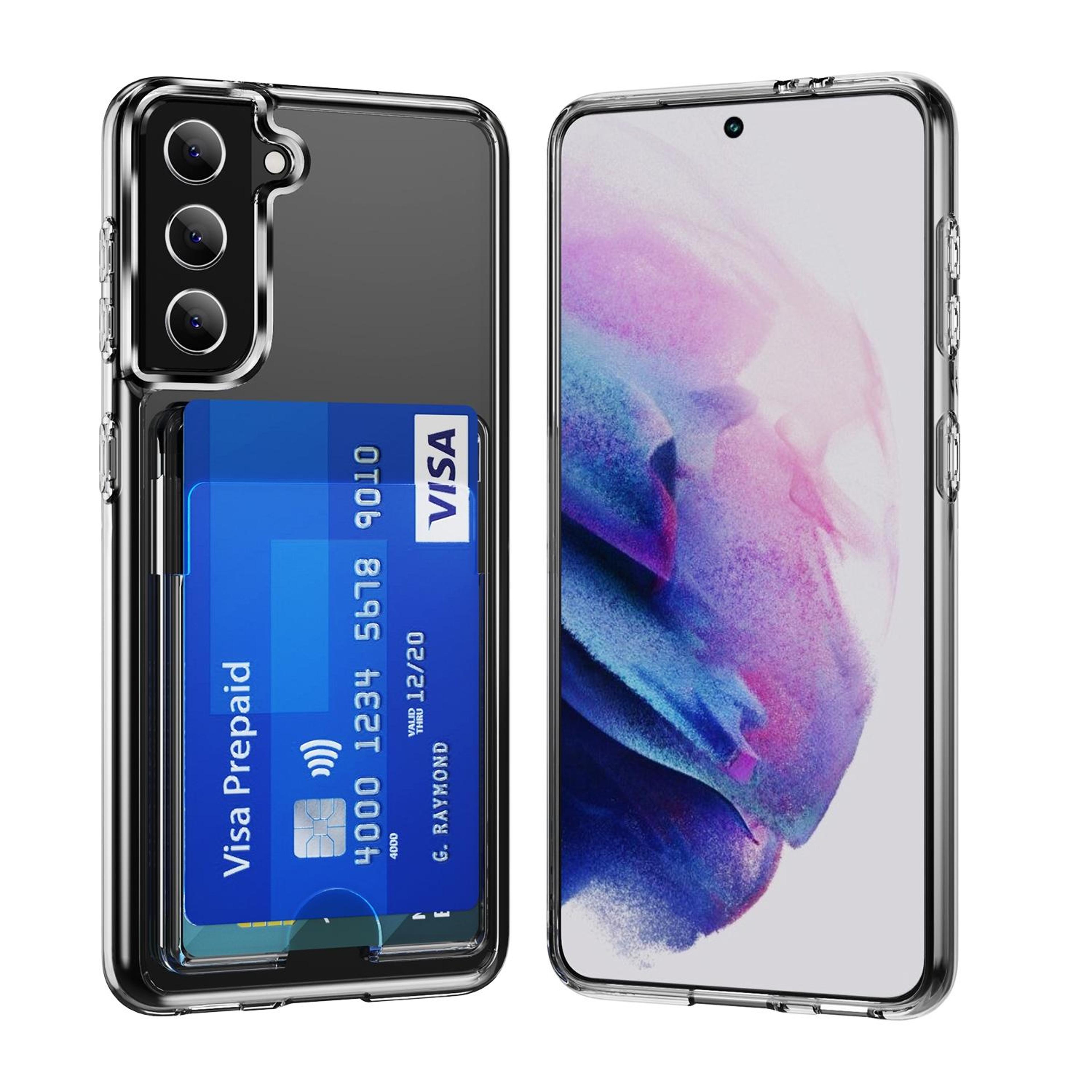 samsung galaxy s21 5g clear wallet case with card holder and protective raised edges