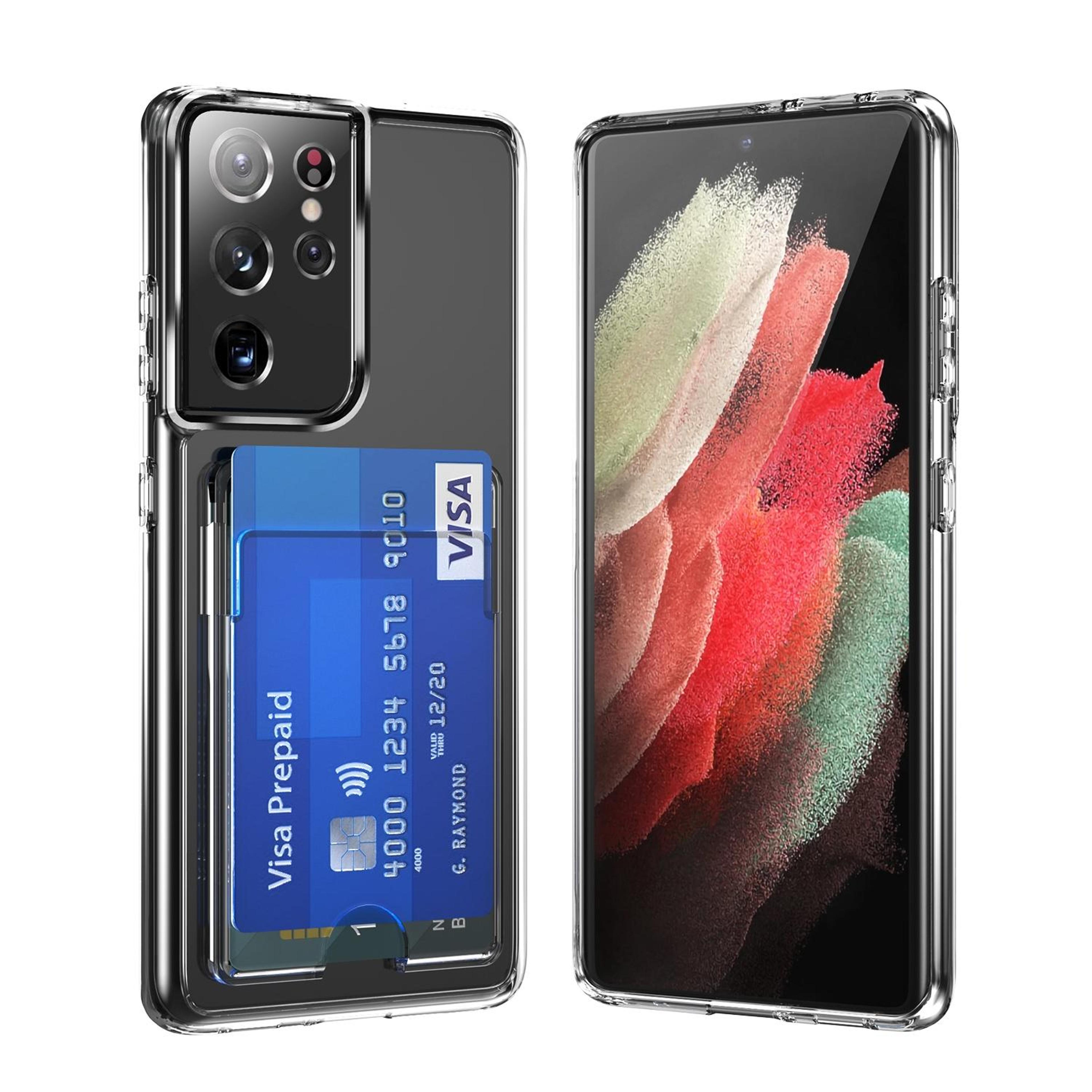 samsung galaxy s21 ultra 5g clear wallet case with card holder and shockproof airbag protection