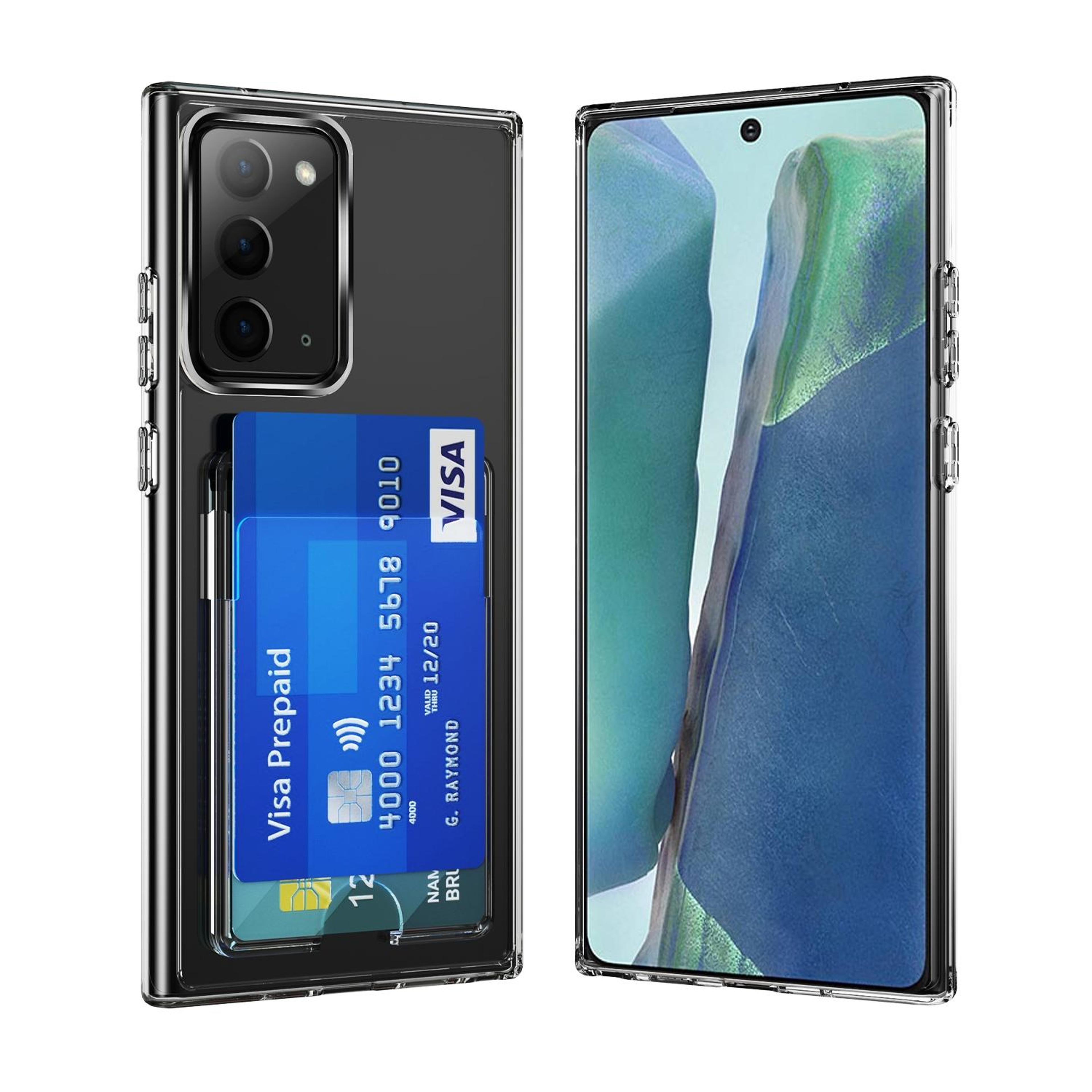 samsung galaxy note20 clear wallet case with card holder and shockproof pc tpu protection
