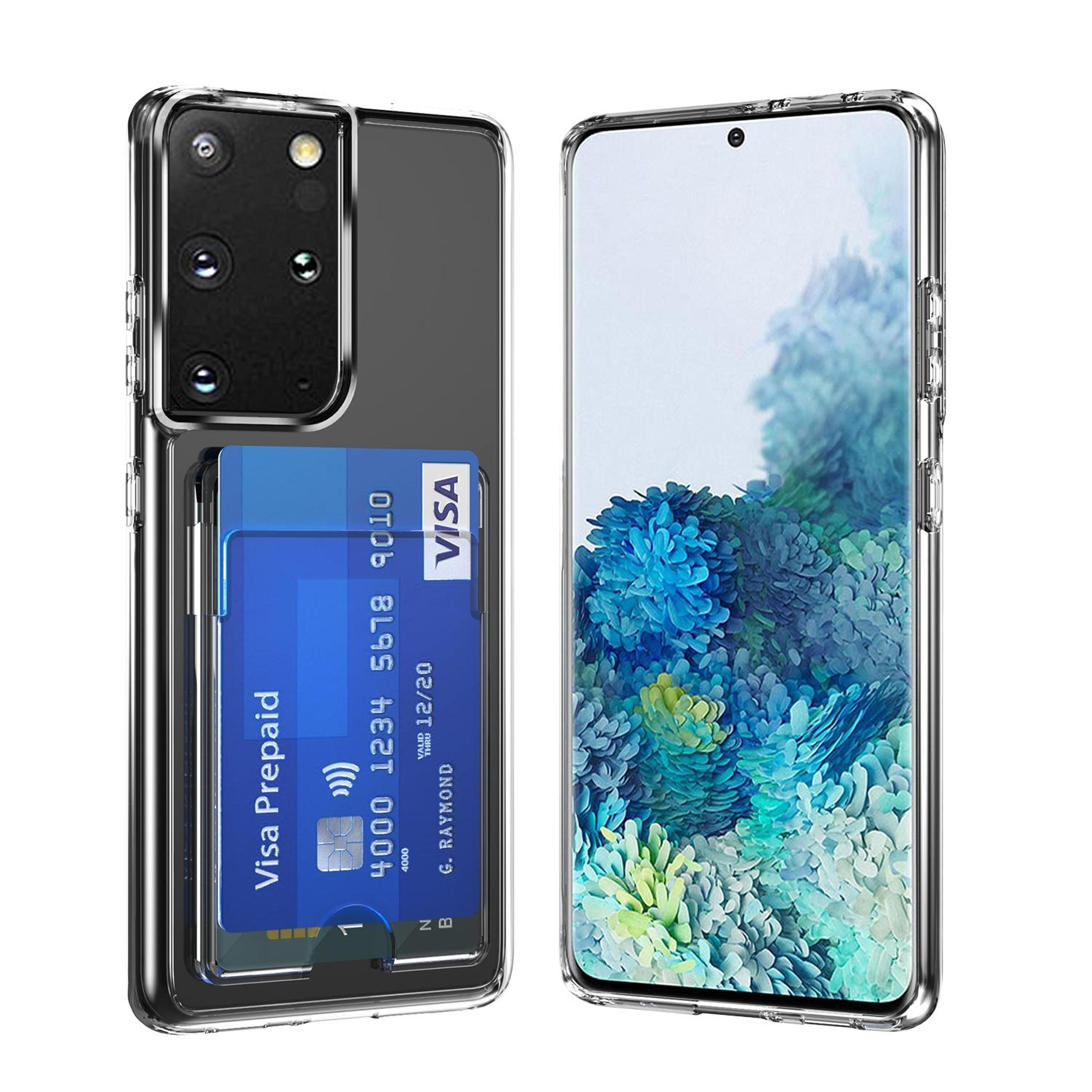samsung galaxy s20 plus clear wallet case with card holder and shockproof protection