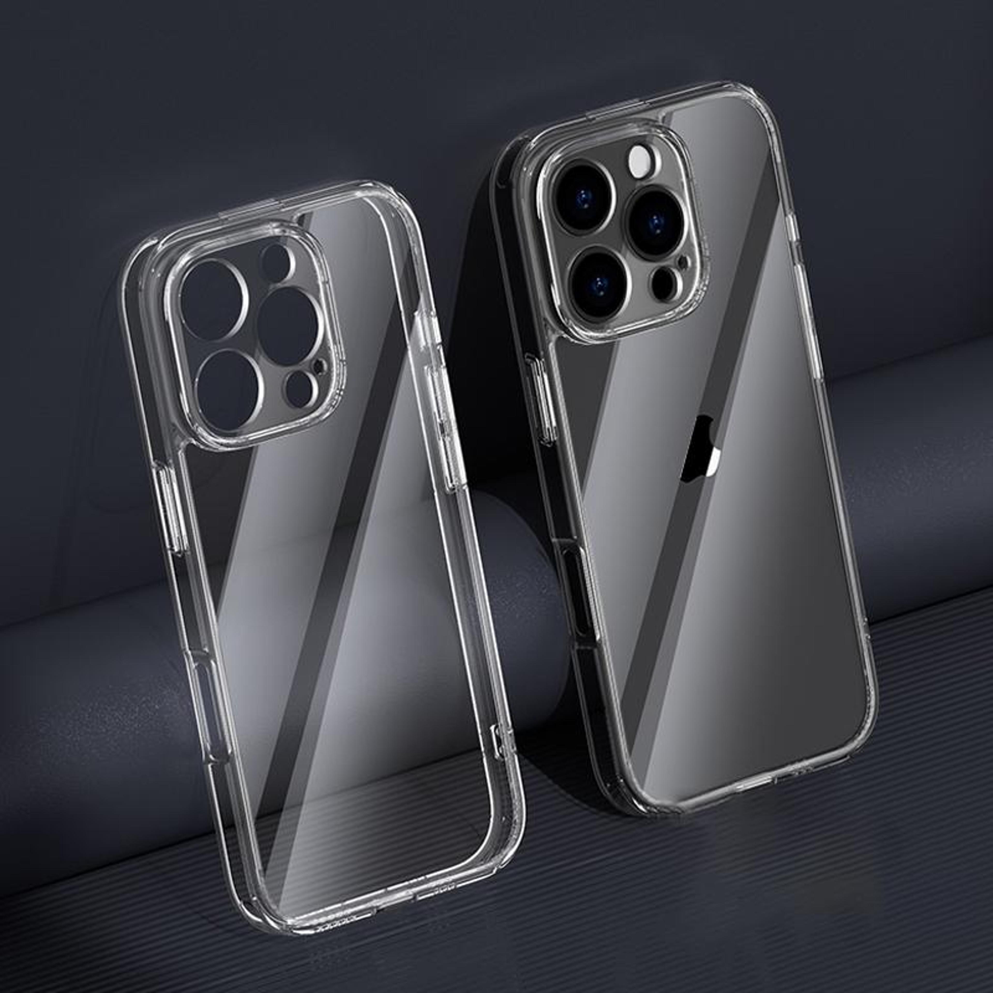 iphone 16 pro clear shockproof case with 9h glass back and airbag corners