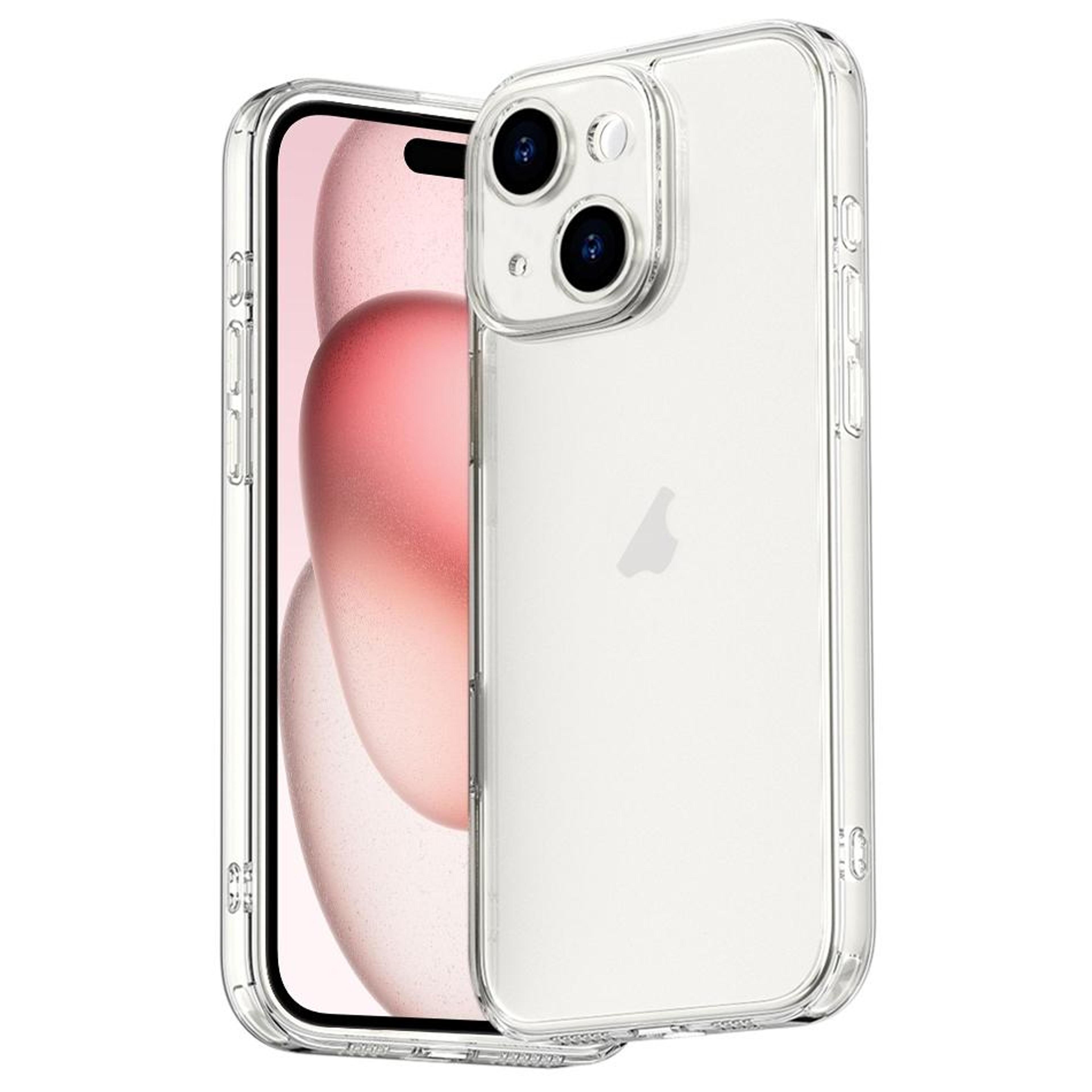 iphone 15 plus clear case with 9h glass back and shockproof airbag corners