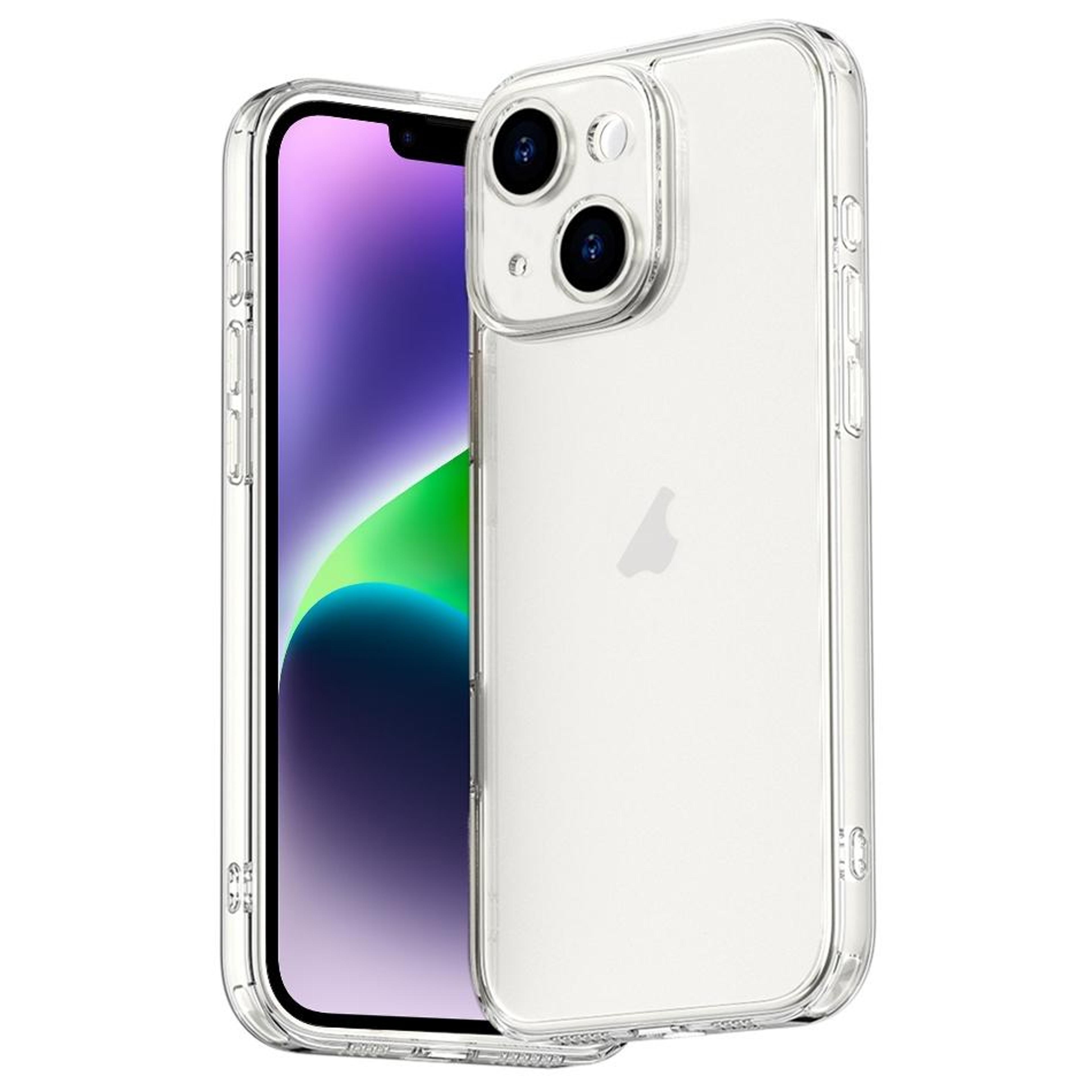 clearguard iphone 14 plus case with 9h glass back and shockproof corner protection